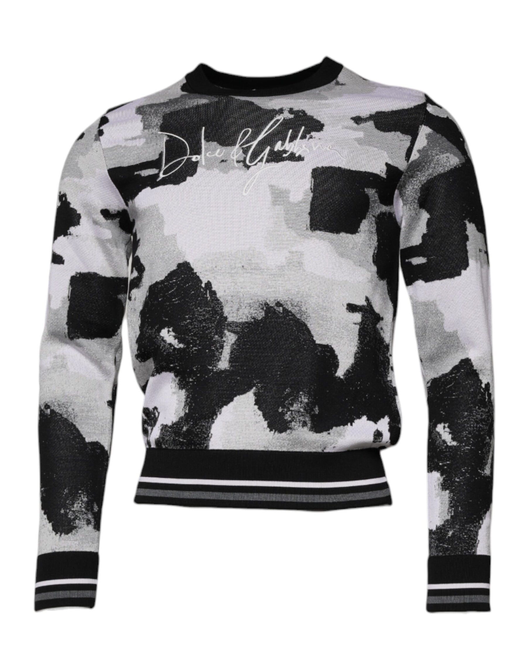 Dolce & Gabbana Multicolor Camouflage Crew Neck Men Pullover Sweater | Regal Royce