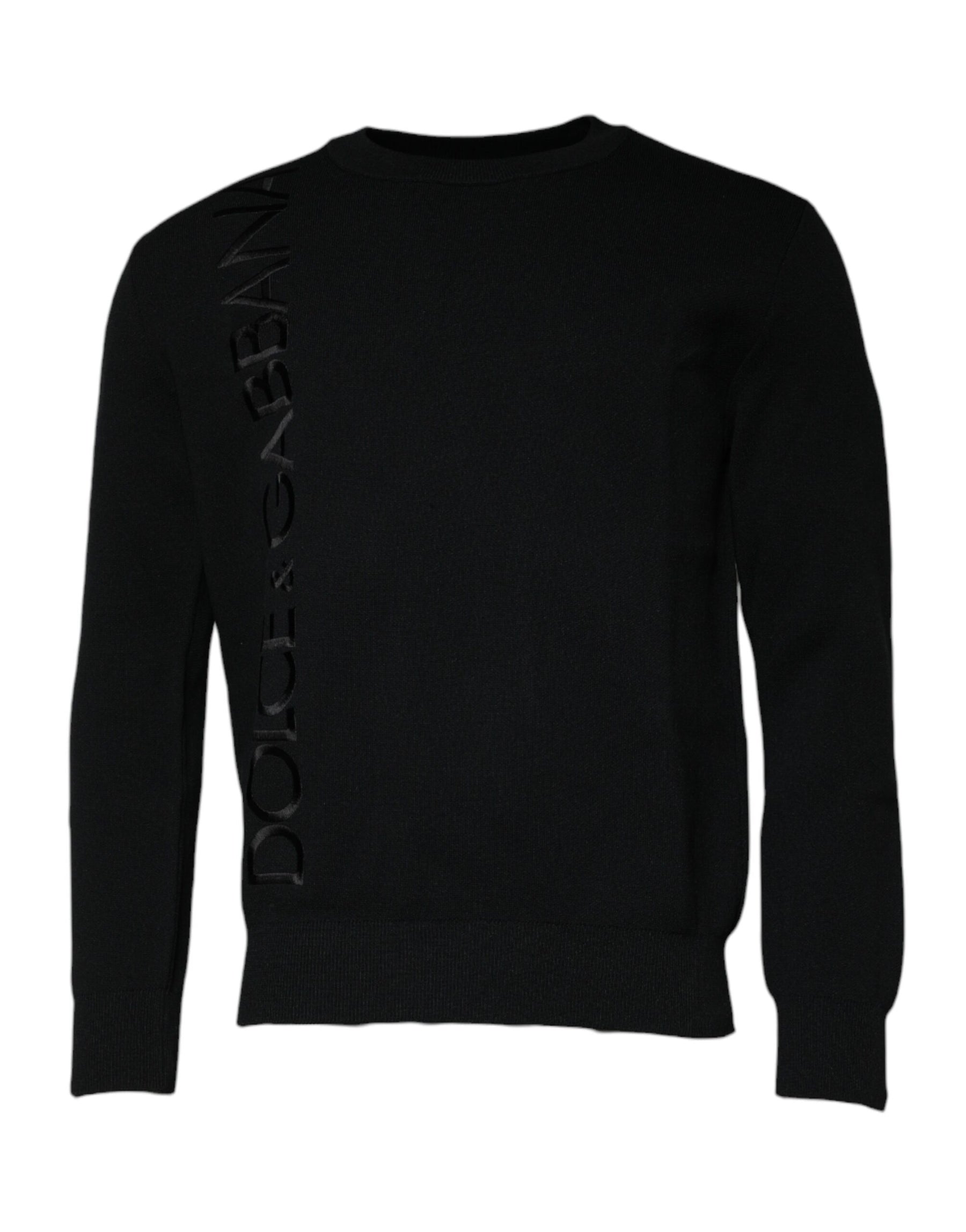 Dolce & Gabbana Black Nylon Logo Crew Neck Pullover Sweater | Regal Royce