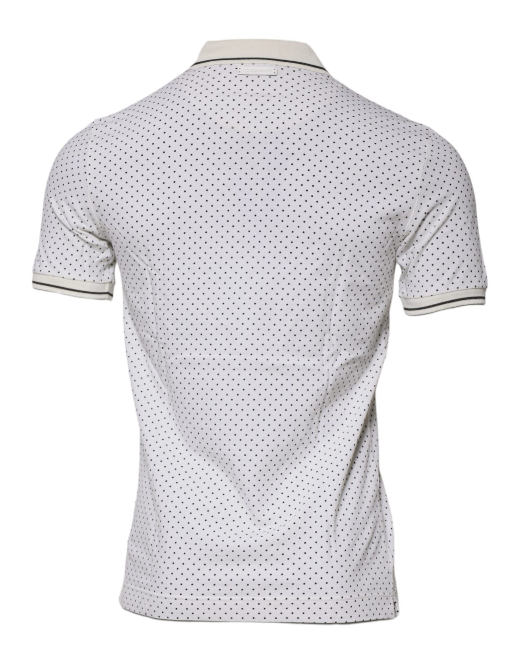Dolce & Gabbana White Polka Dot Cotton Collared Polo T-shirt | Regal Royce