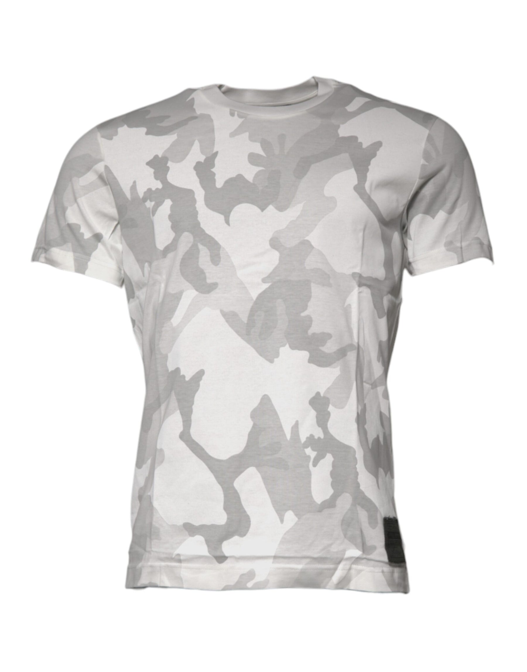 Dolce & Gabbana White Gray Camouflage Cotton Crew Neck T-shirt | Regal Royce