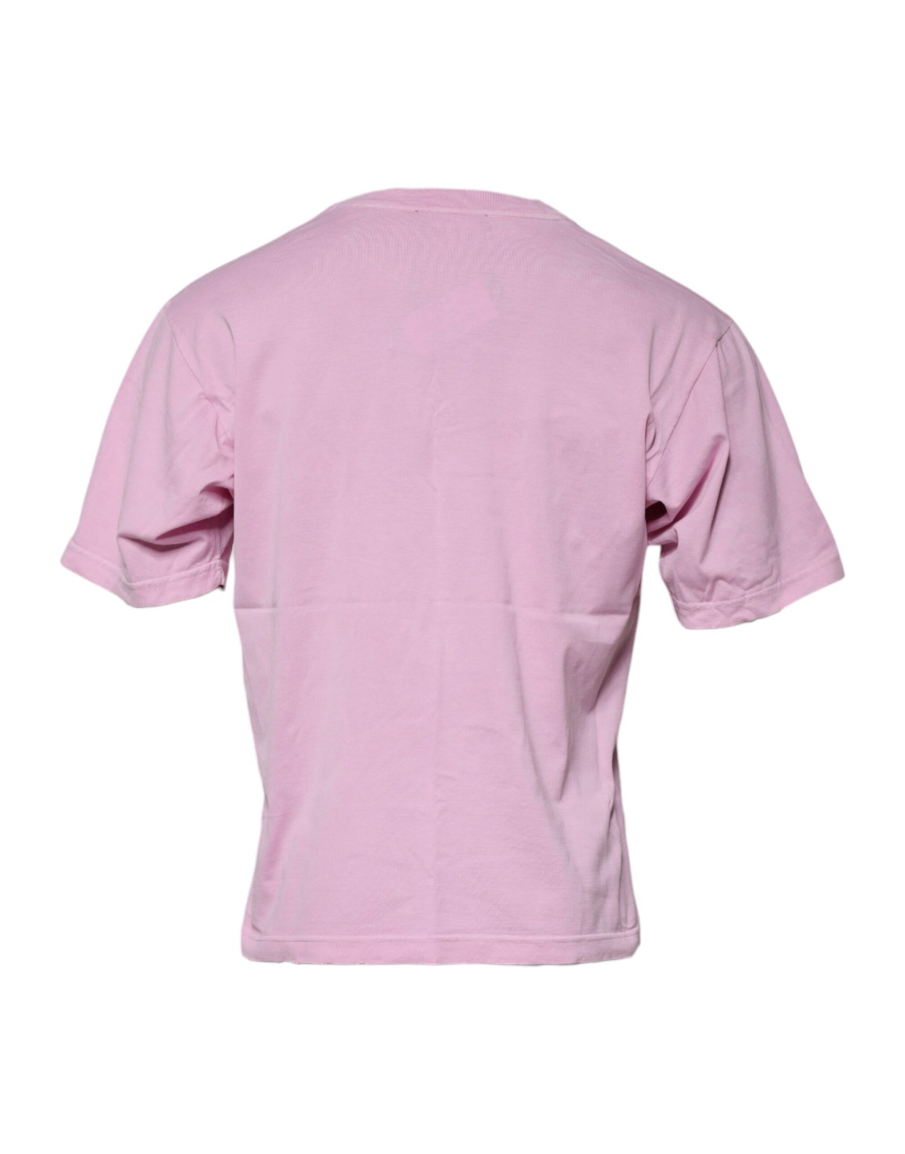 Dolce & Gabbana Pink Logo Print Cotton Crew Neck T-shirt | Regal Royce