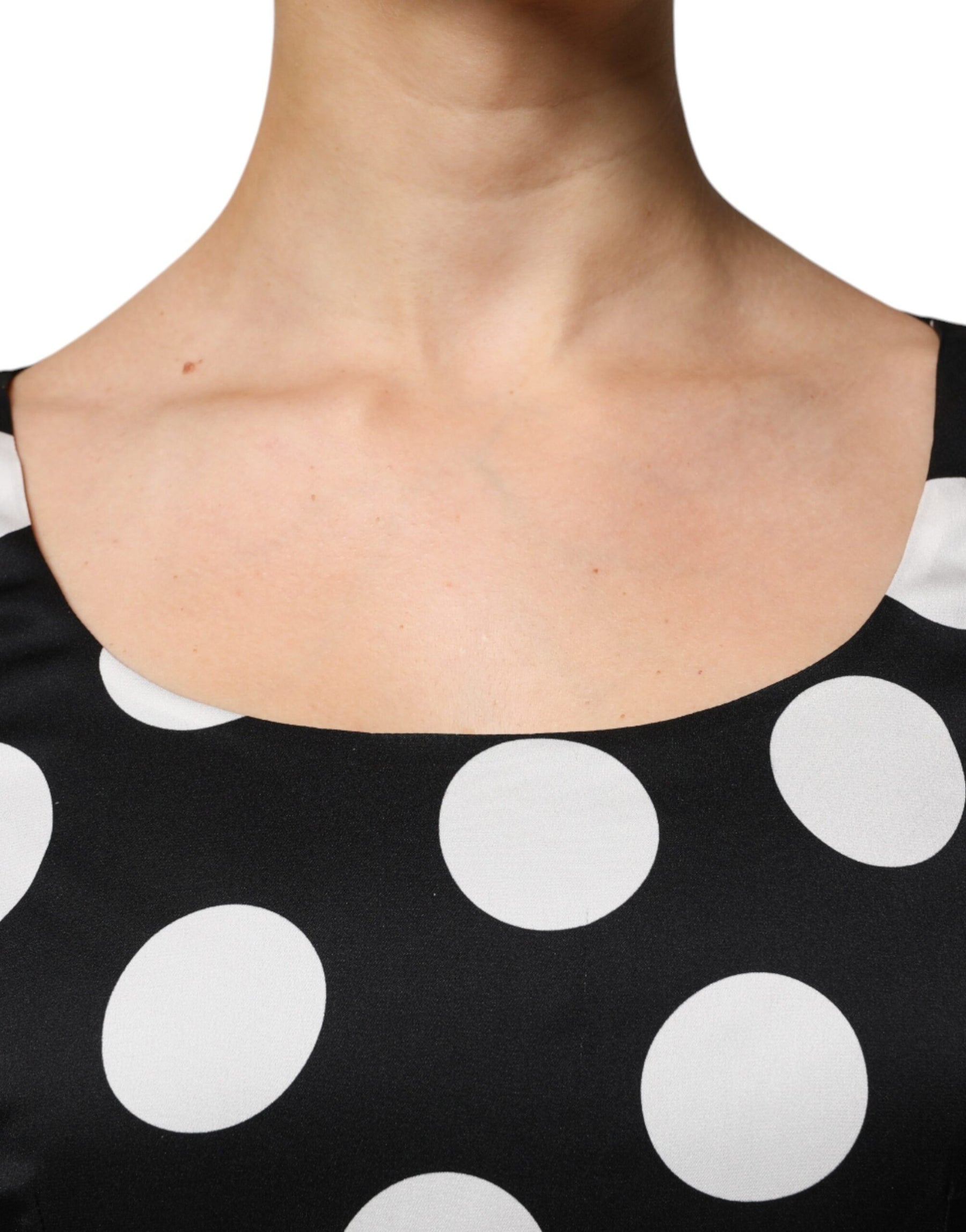 Dolce & Gabbana Black White Silk Polka Dots Sheath Midi Dress | Regal Royce