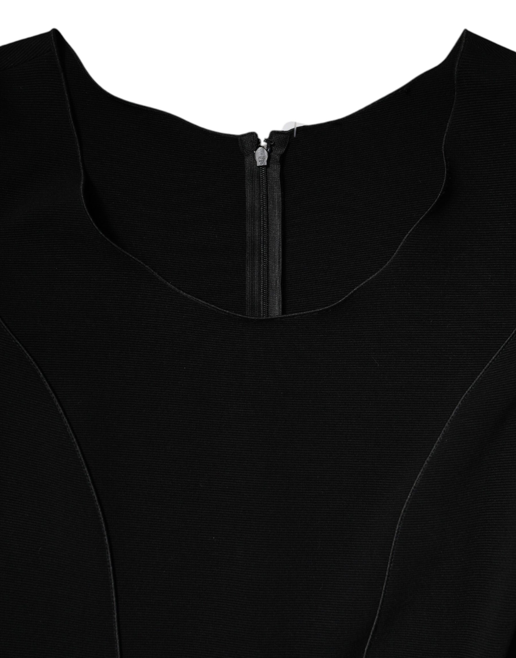 Emporio Armani Black Viscose Short Sleeves Sheath Midi Dress | Regal Royce