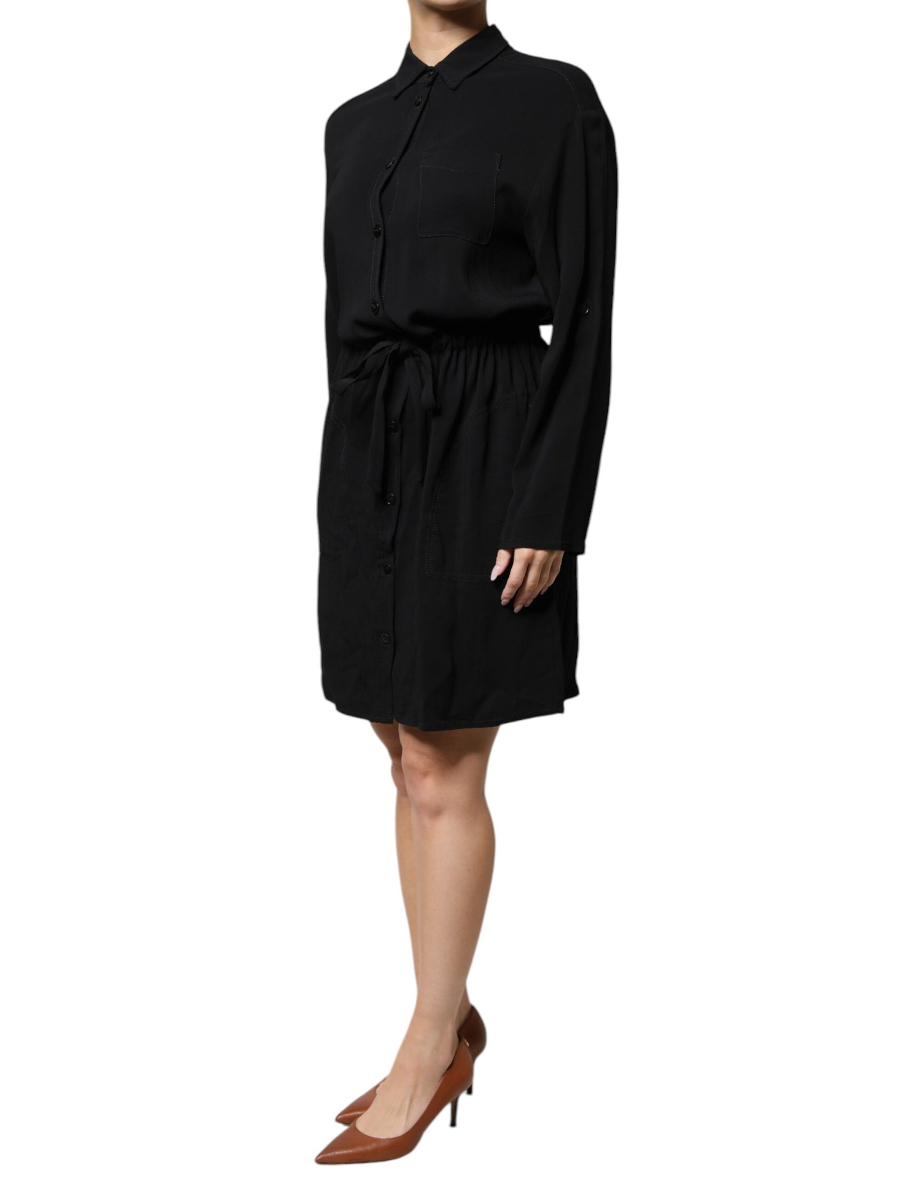 Emporio Armani Black Viscose Long Sleeves A-line Mini Dress | Regal Royce