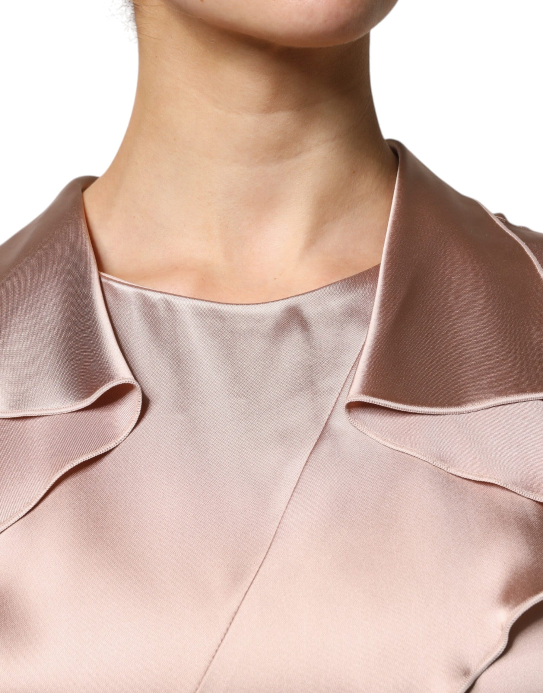 Emporio Armani Pink Satin Long Sleeves Sheath Wrap Mini Dress | Regal Royce
