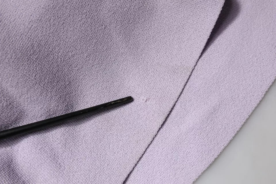 Blumarine Purple Short Sleeves Floral Lace Trim A-line Midi Dress | Regal Royce