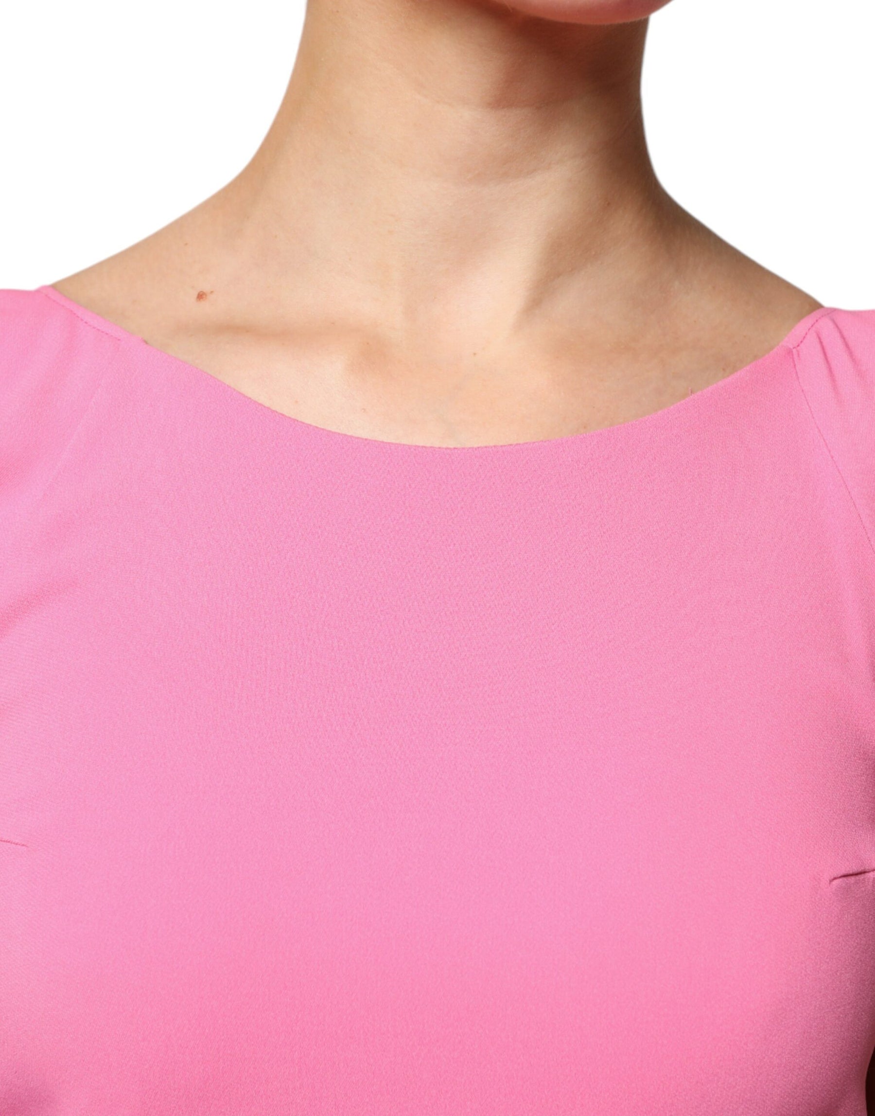 Dondup Pink Viscose Short Sleeves Backless Sheath Mini Dress | Regal Royce