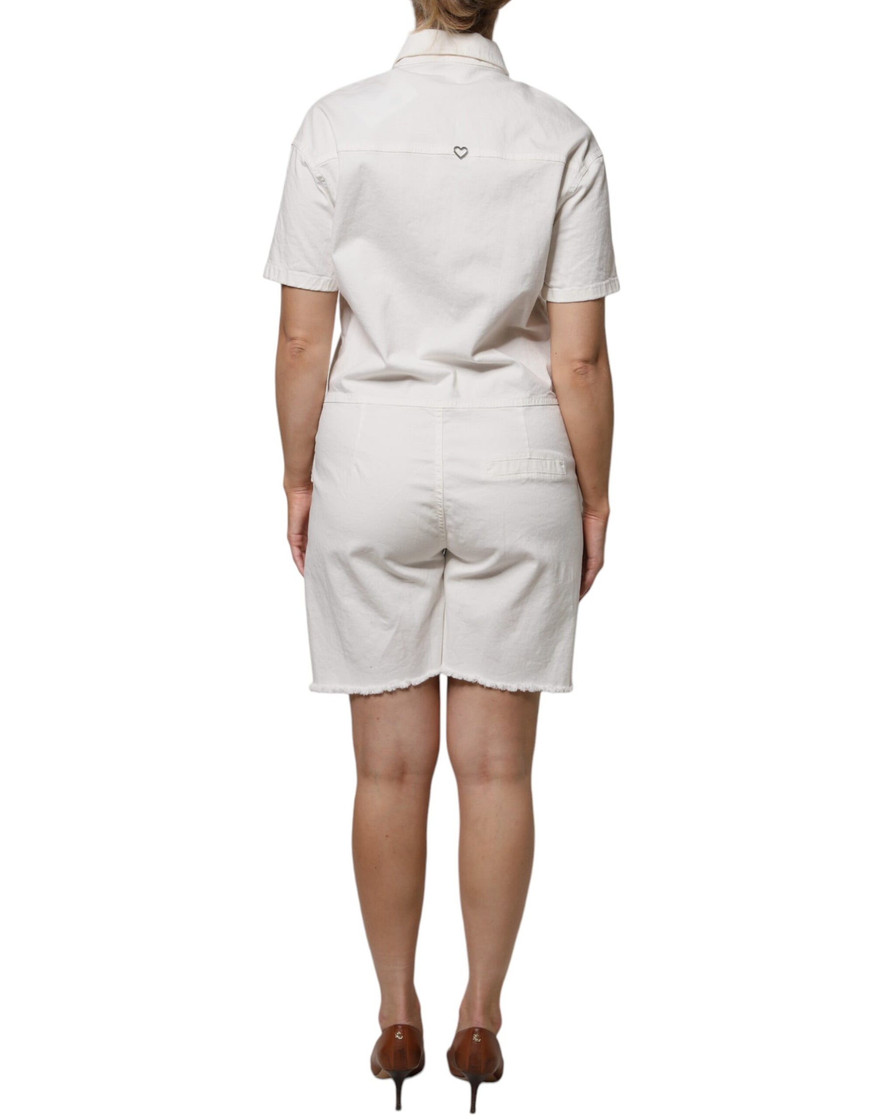 Please White Cotton Short Sleeves Button Down Romper Dress | Regal Royce