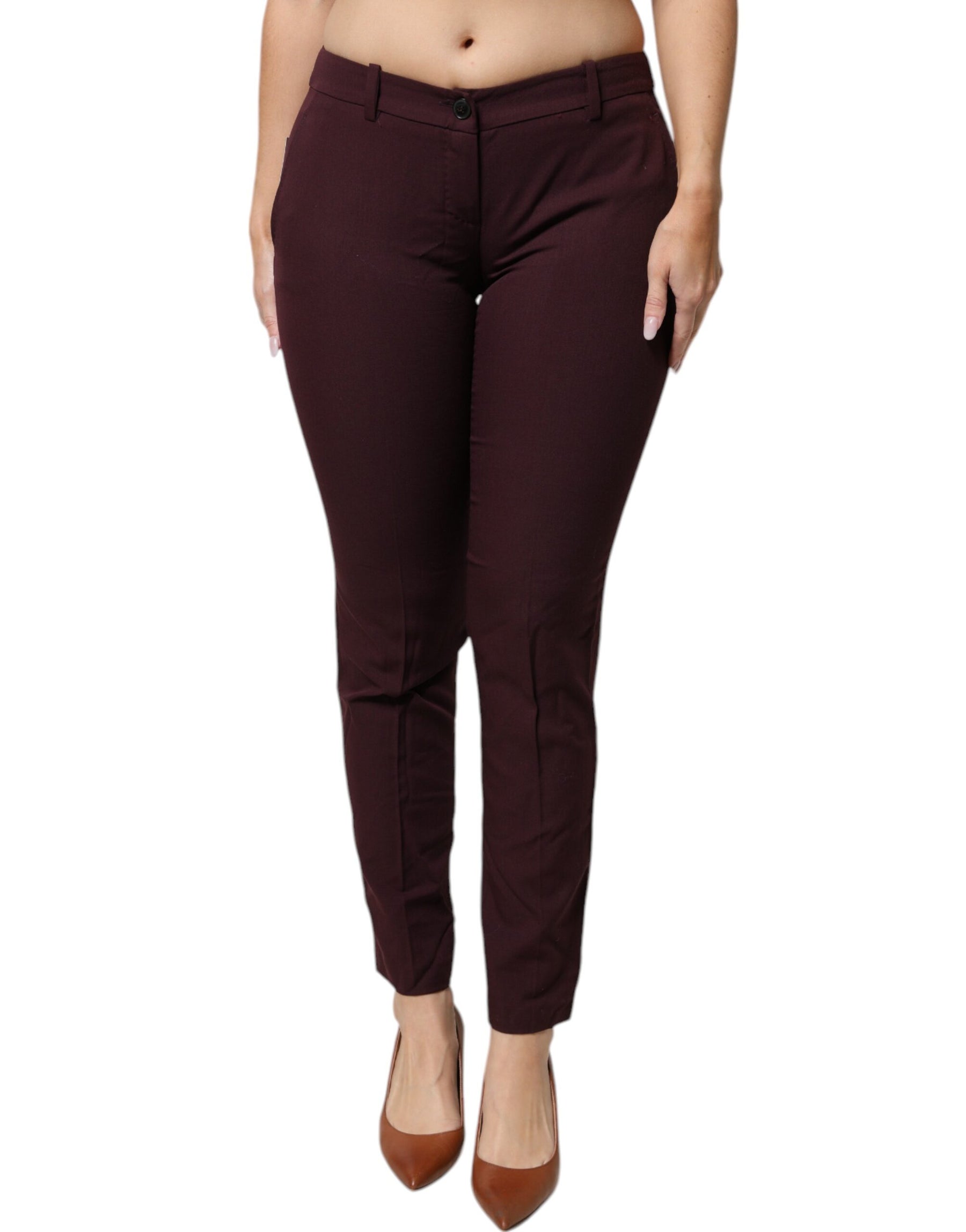 Aniye By Maroon Mid Waist Tapered Skinny Dress Pants | Regal Royce