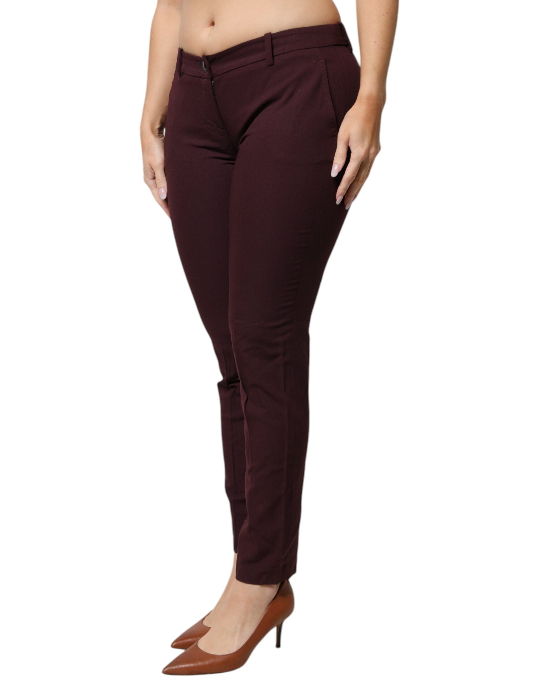 Aniye By Maroon Mid Waist Tapered Skinny Dress Pants | Regal Royce