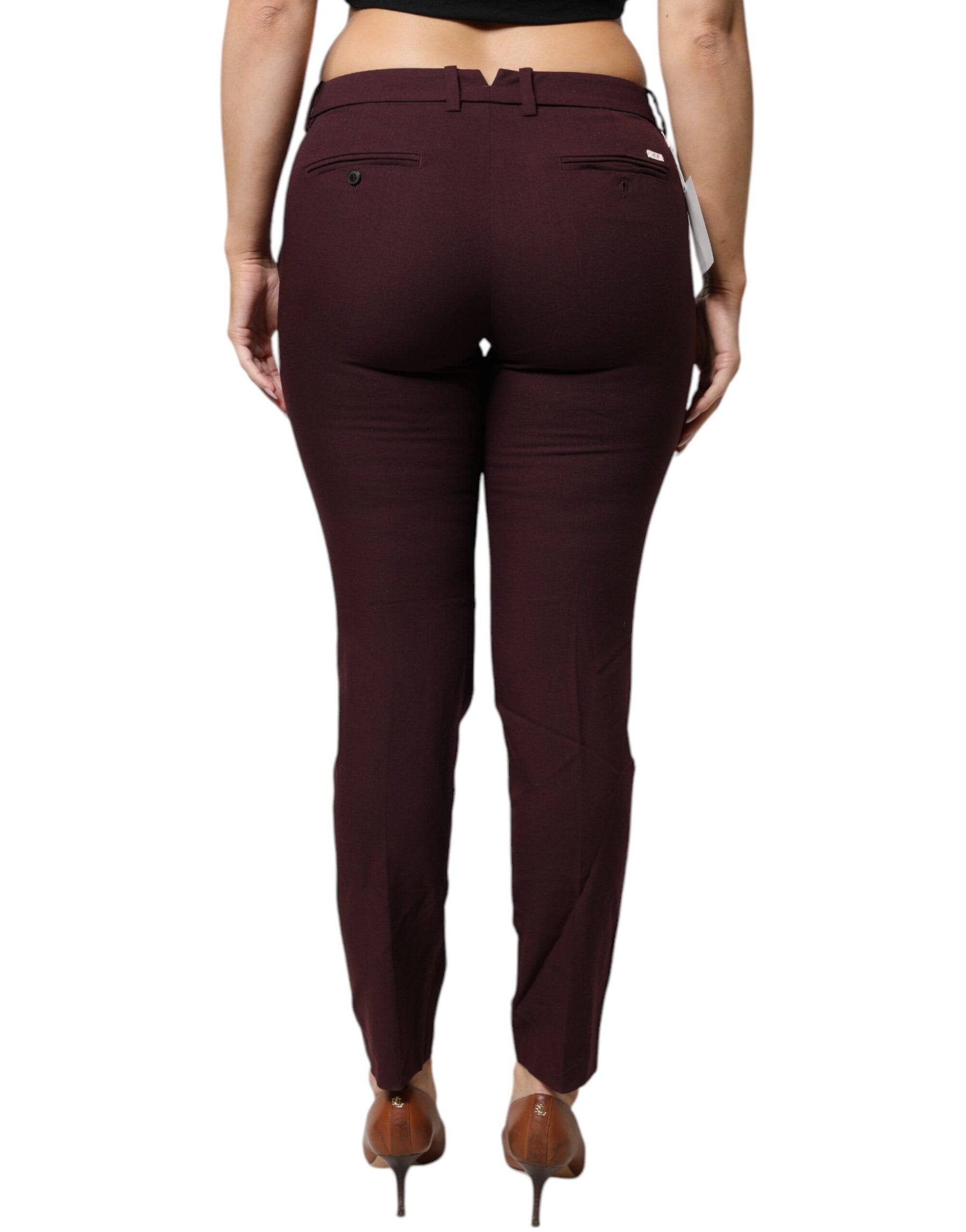 Aniye By Maroon Mid Waist Tapered Skinny Dress Pants | Regal Royce