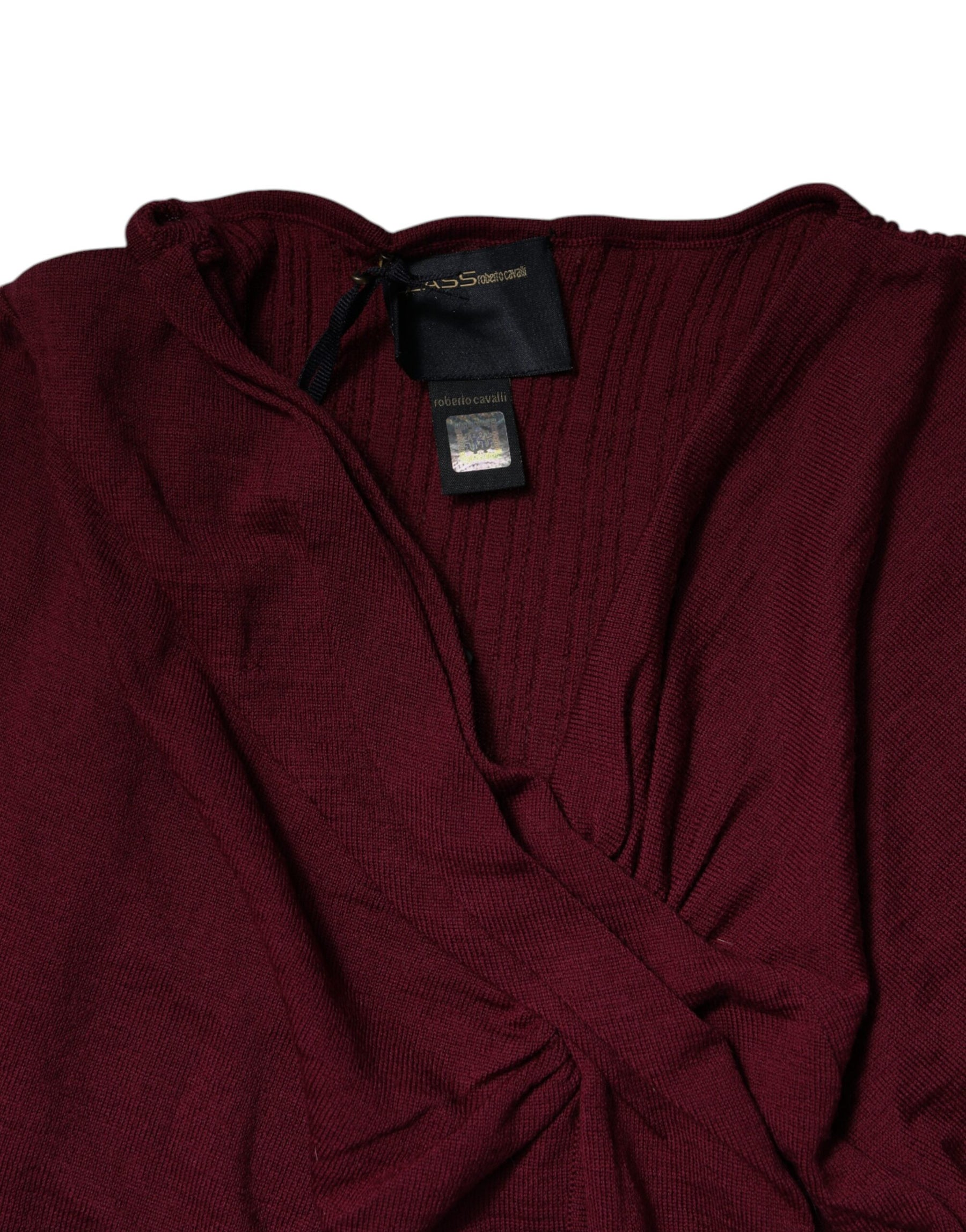 Roberto Cavalli Maroon Jumper Keyhole Knit Pullover Sweater | Regal Royce