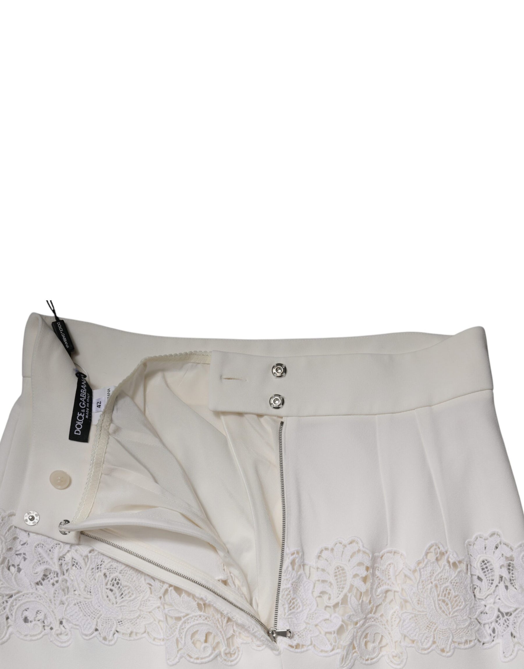 Dolce & Gabbana White Floral Lace High Waist Pencil Cut Skirt | Regal Royce