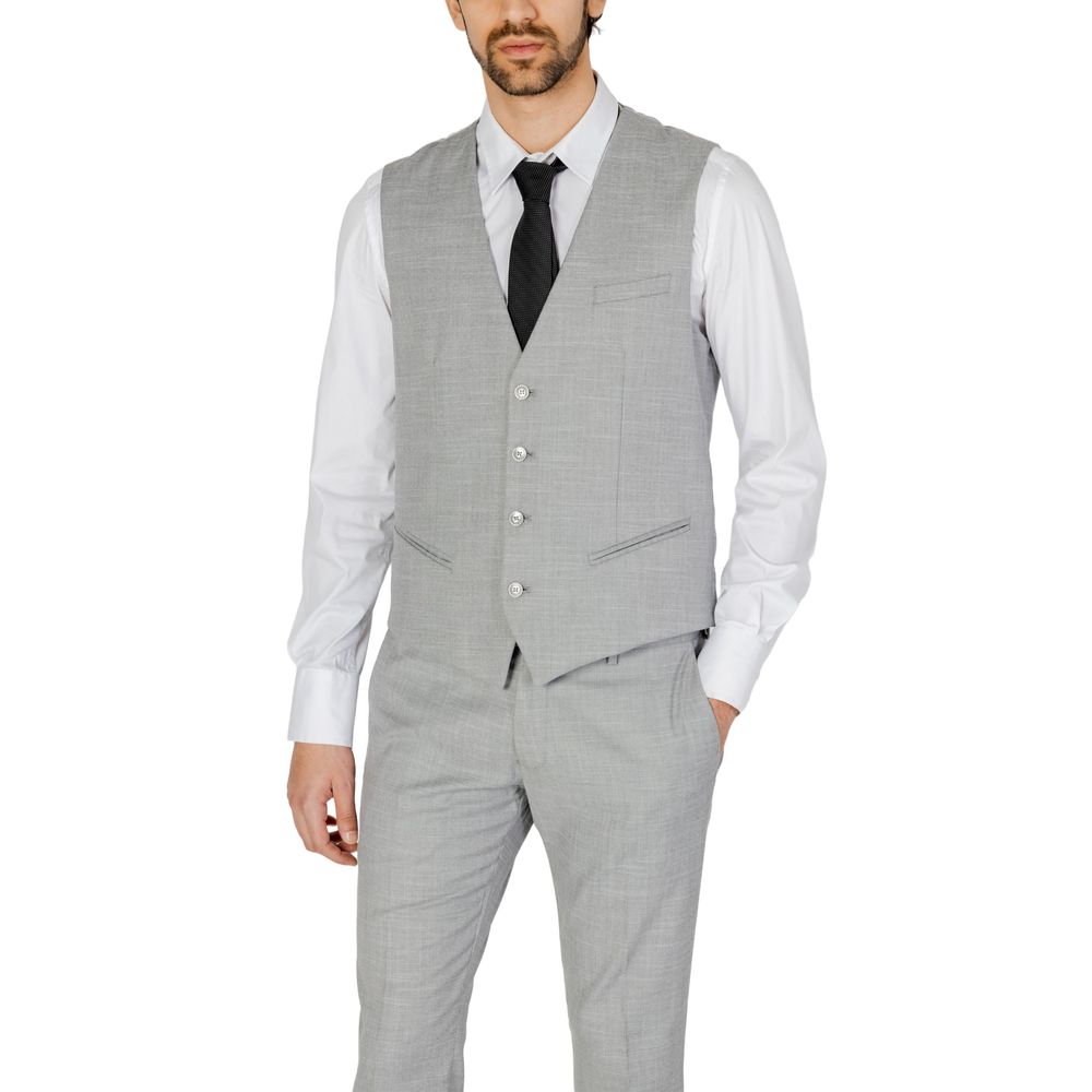 Antony Morato Gray Polyester Waistcoat | Regal Royce