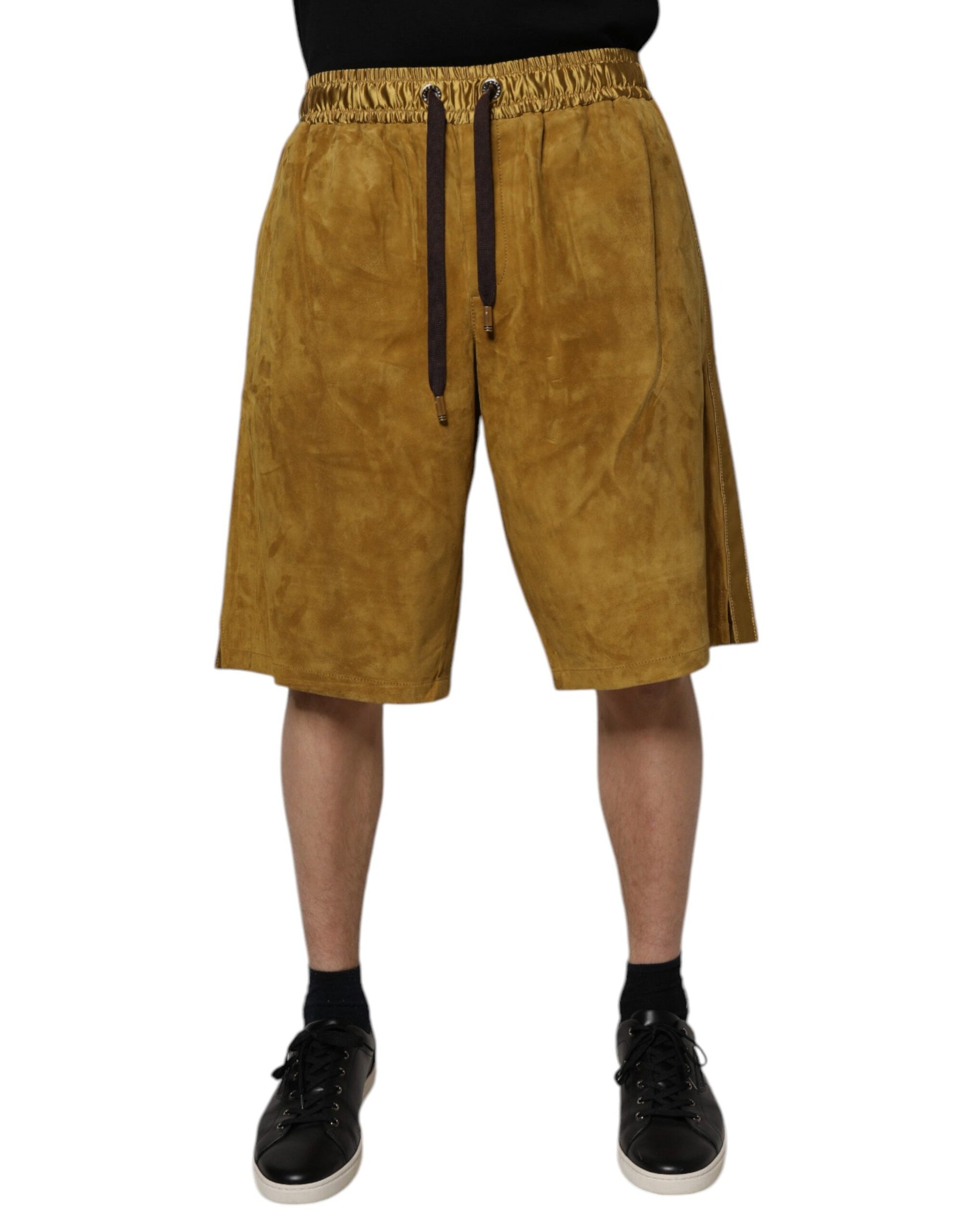 Dolce & Gabbana Brown Lambskin Suede Men Bermuda Shorts | Regal Royce