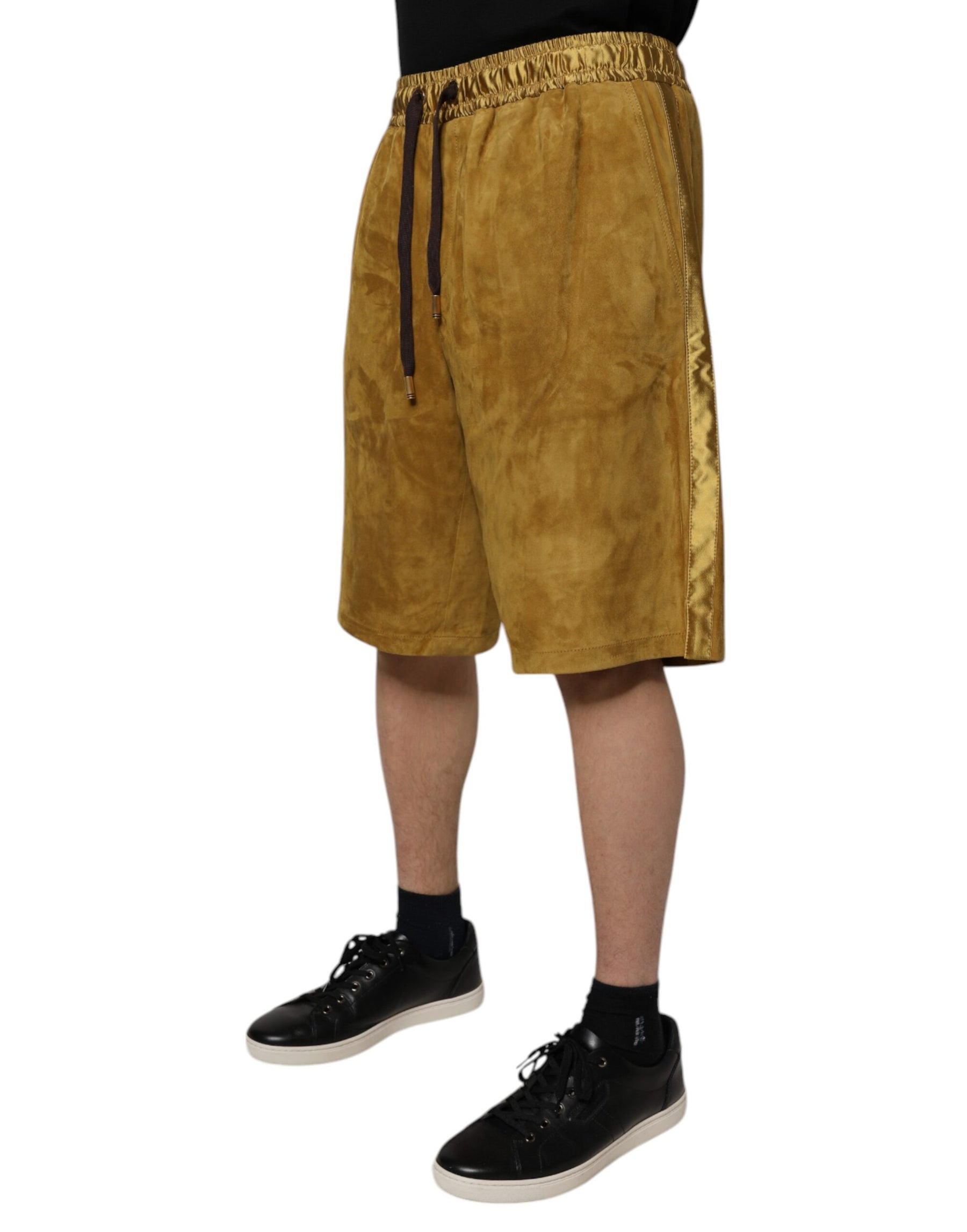 Dolce & Gabbana Brown Lambskin Suede Men Bermuda Shorts | Regal Royce