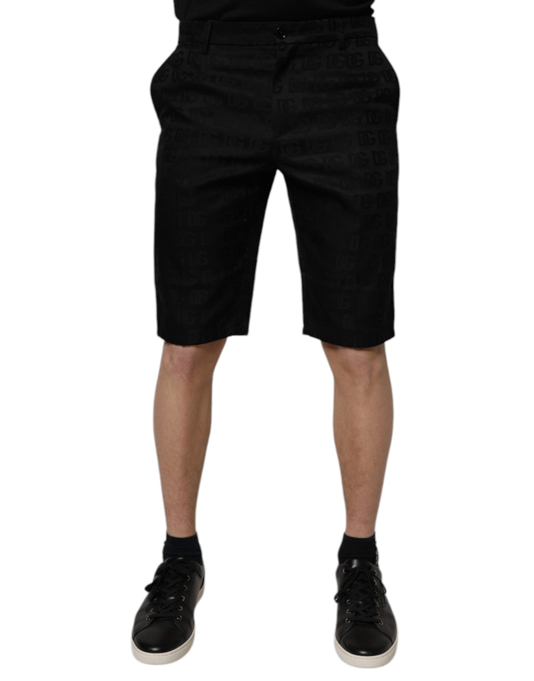 Dolce & Gabbana Black Cotton Casual Mid Waist Chino Shorts | Regal Royce