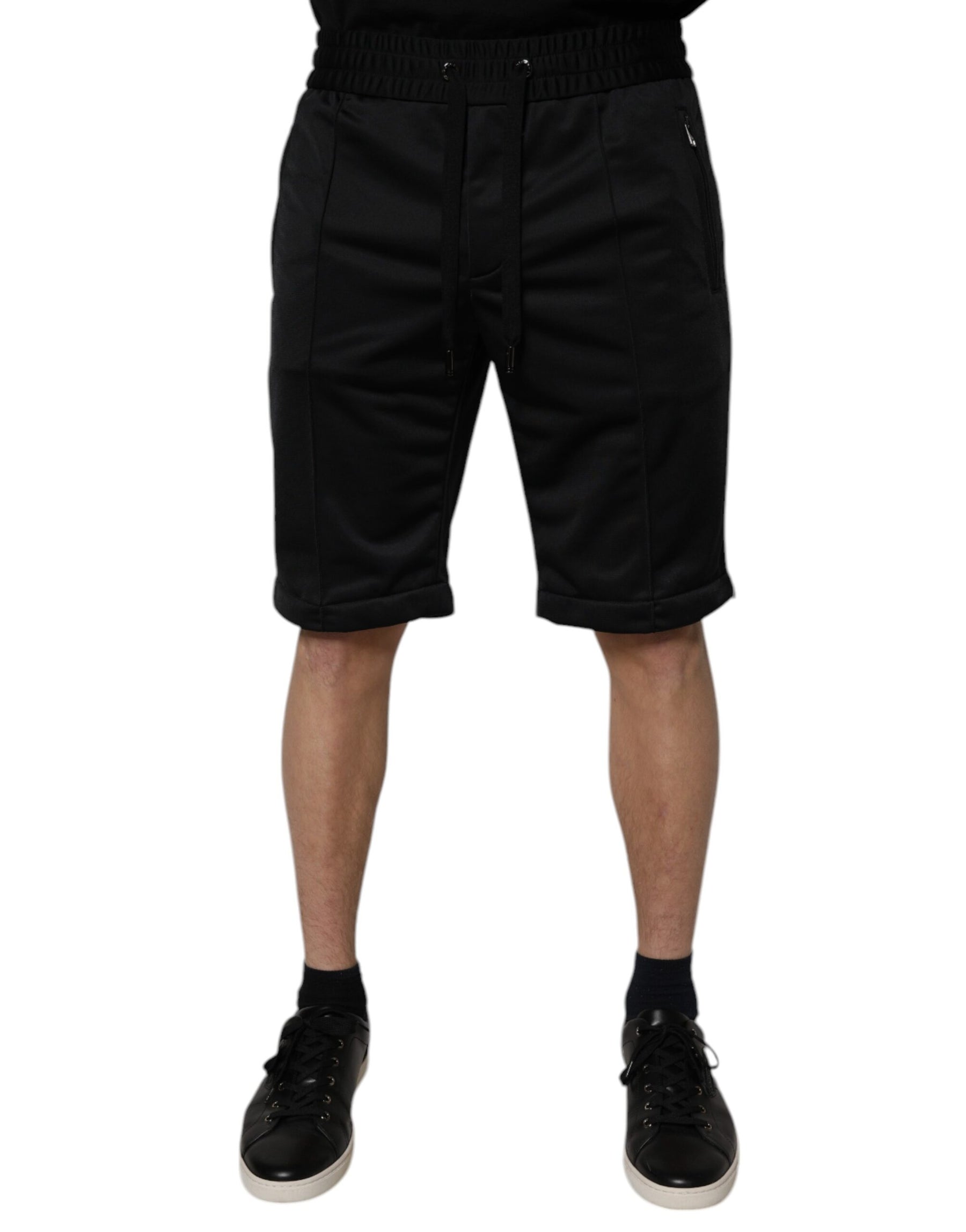 Dolce & Gabbana Black Polyester Mid Waist Men Bermuda Shorts | Regal Royce