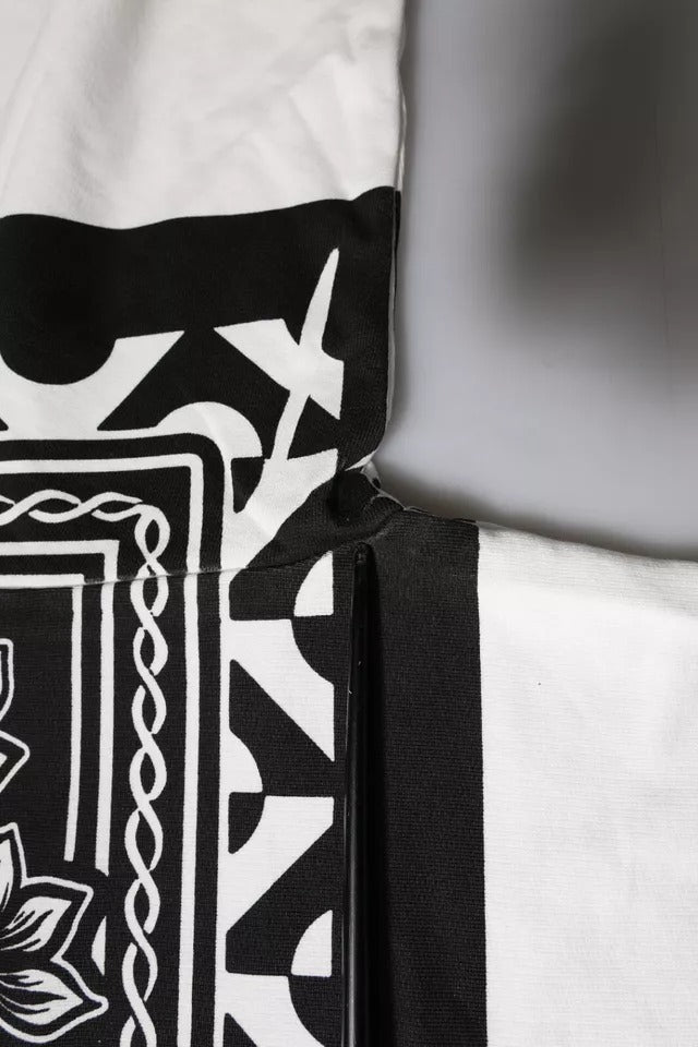 Dolce & Gabbana White Black Print Cotton Sweatshirt Sweater | Regal Royce