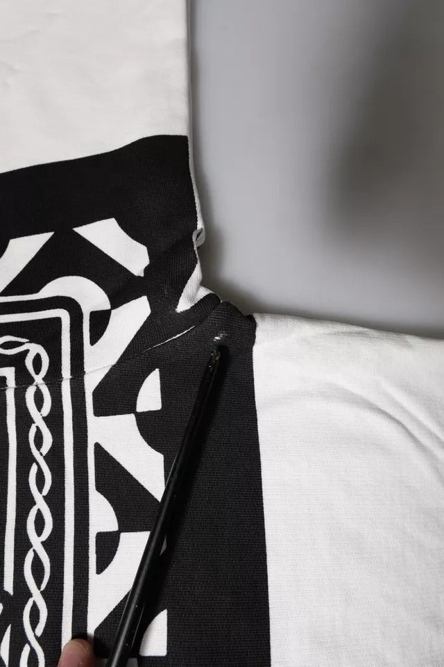 Dolce & Gabbana White Black Print Cotton Sweatshirt Sweater | Regal Royce