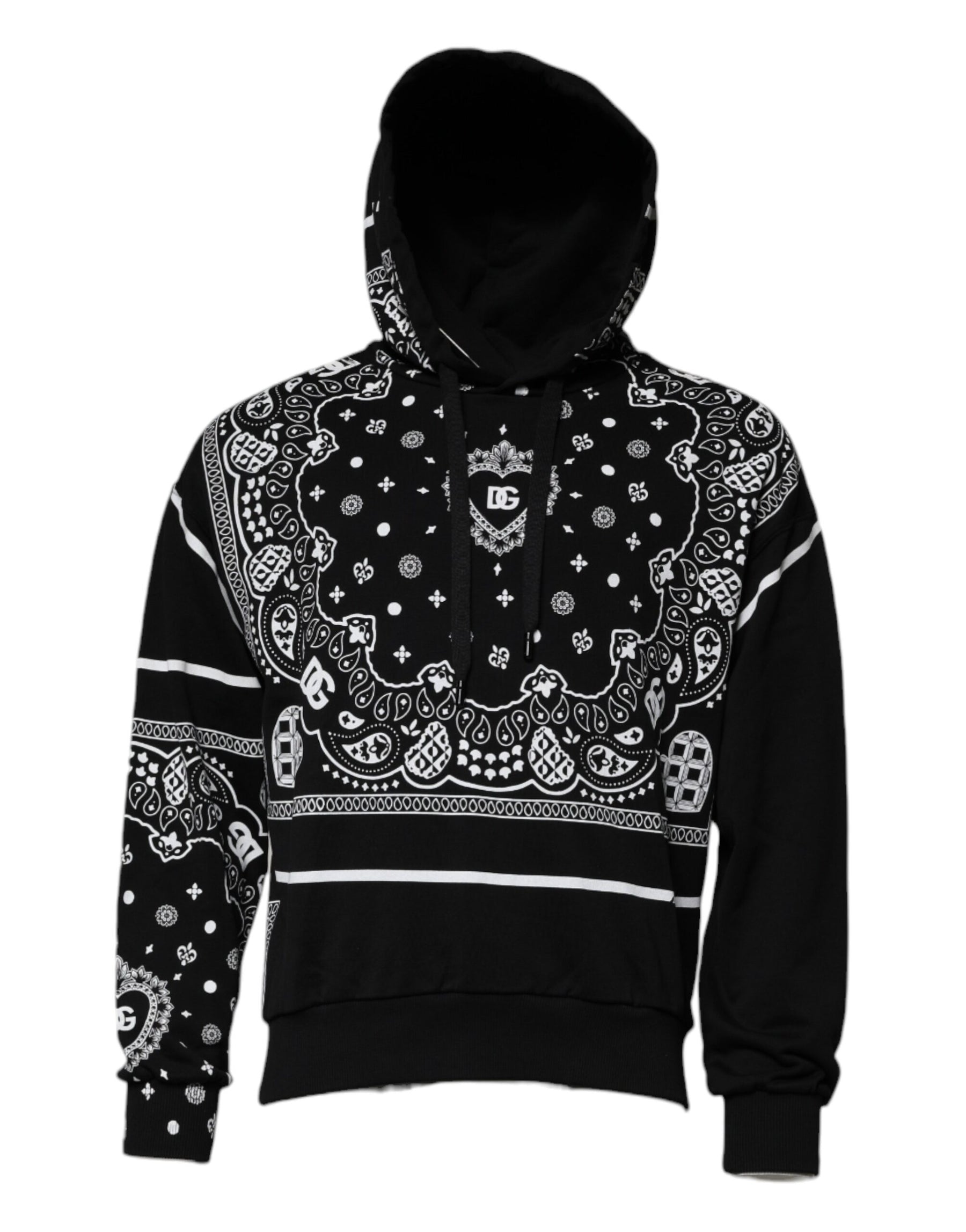 Dolce & Gabbana Black Bandana Hooded Men Sweatshirt Sweater | Regal Royce