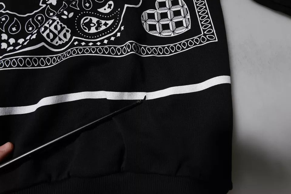 Dolce & Gabbana Black Bandana Hooded Men Sweatshirt Sweater | Regal Royce