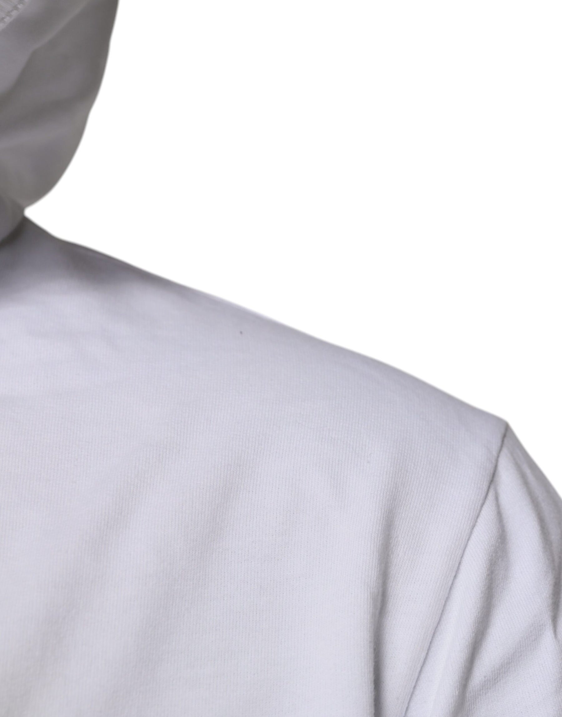 Dolce & Gabbana White Cotton Hooded Sweatshirt Sweater | Regal Royce