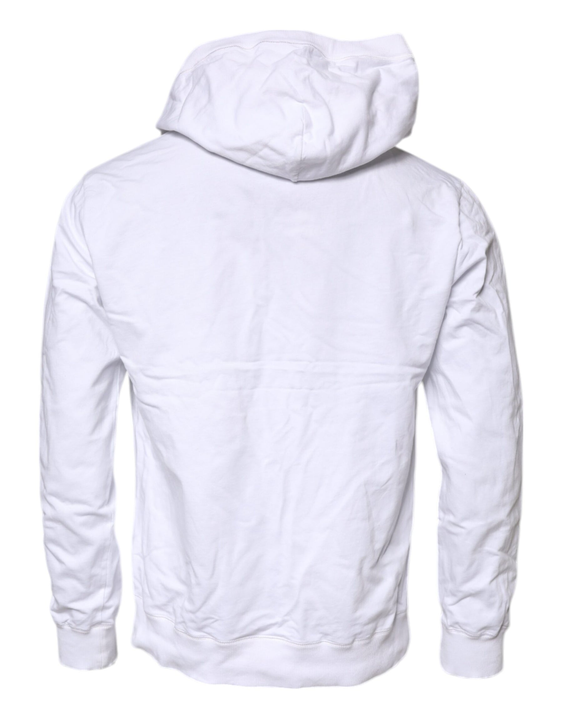 Dolce & Gabbana White Cotton Hooded Sweatshirt Sweater | Regal Royce