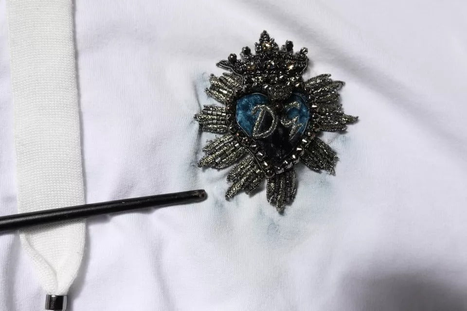 Dolce & Gabbana White Cotton Hooded Sweatshirt Sweater | Regal Royce