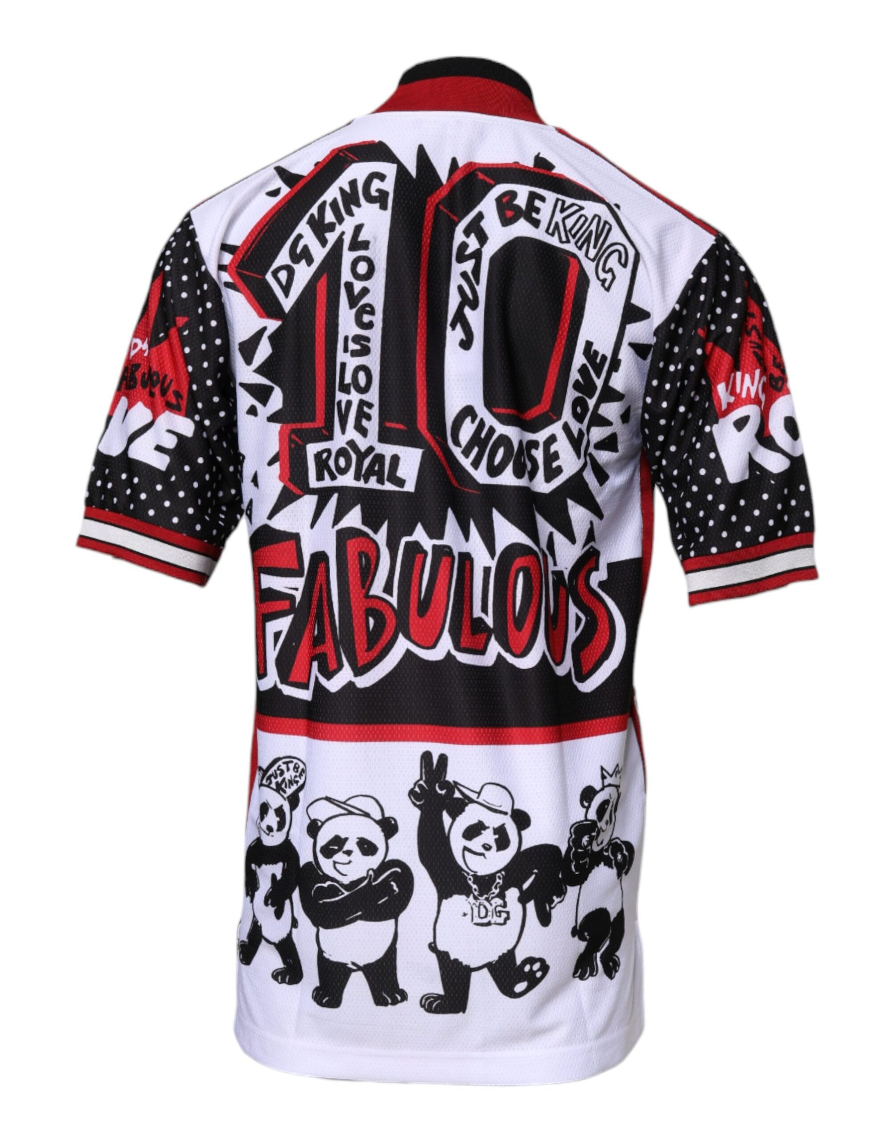 Dolce & Gabbana Multicolor King Panda Print Zipper Collar T-shirt | Regal Royce