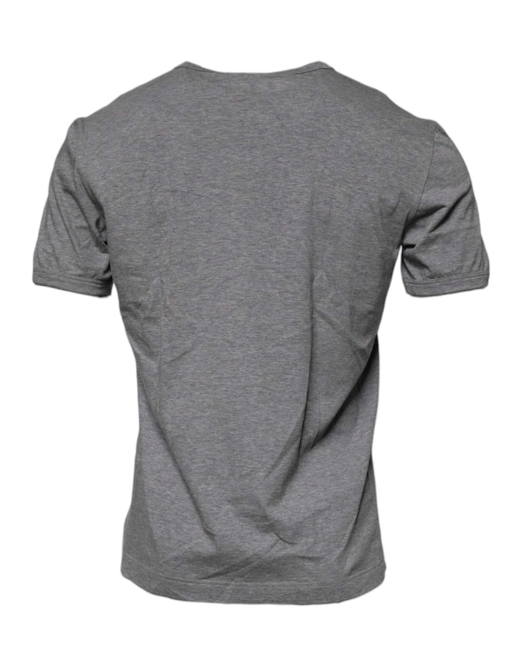 Dolce & Gabbana Gray Logo Print Cotton Crew Neck Men T-shirt | Regal Royce