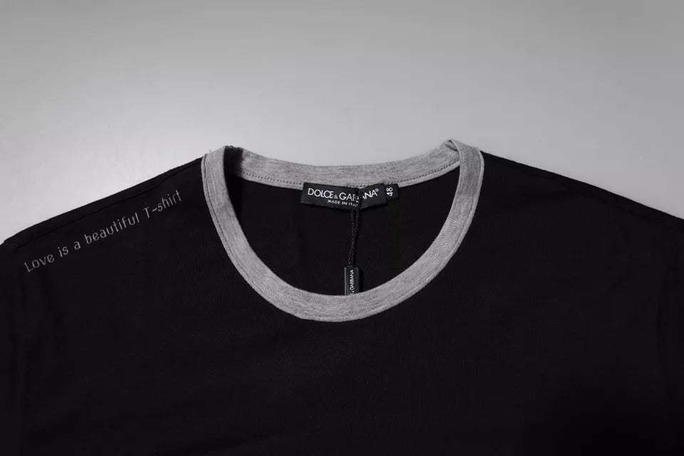 Dolce & Gabbana Black Logo Cotton Crew Neck Men Tee T-shirt | Regal Royce