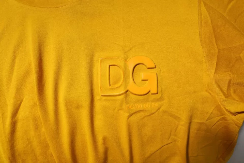 Dolce & Gabbana Dark Yellow Logo Cotton Men Crew Neck T-shirt | Regal Royce