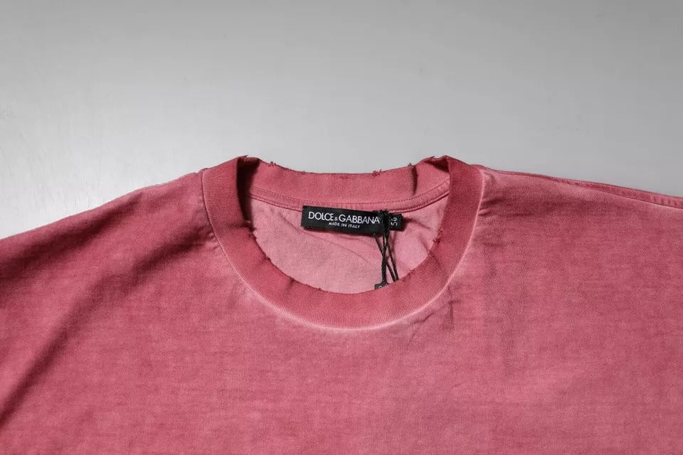 Dolce & Gabbana Pink Logo Print Cotton Crew Neck T-shirt | Regal Royce