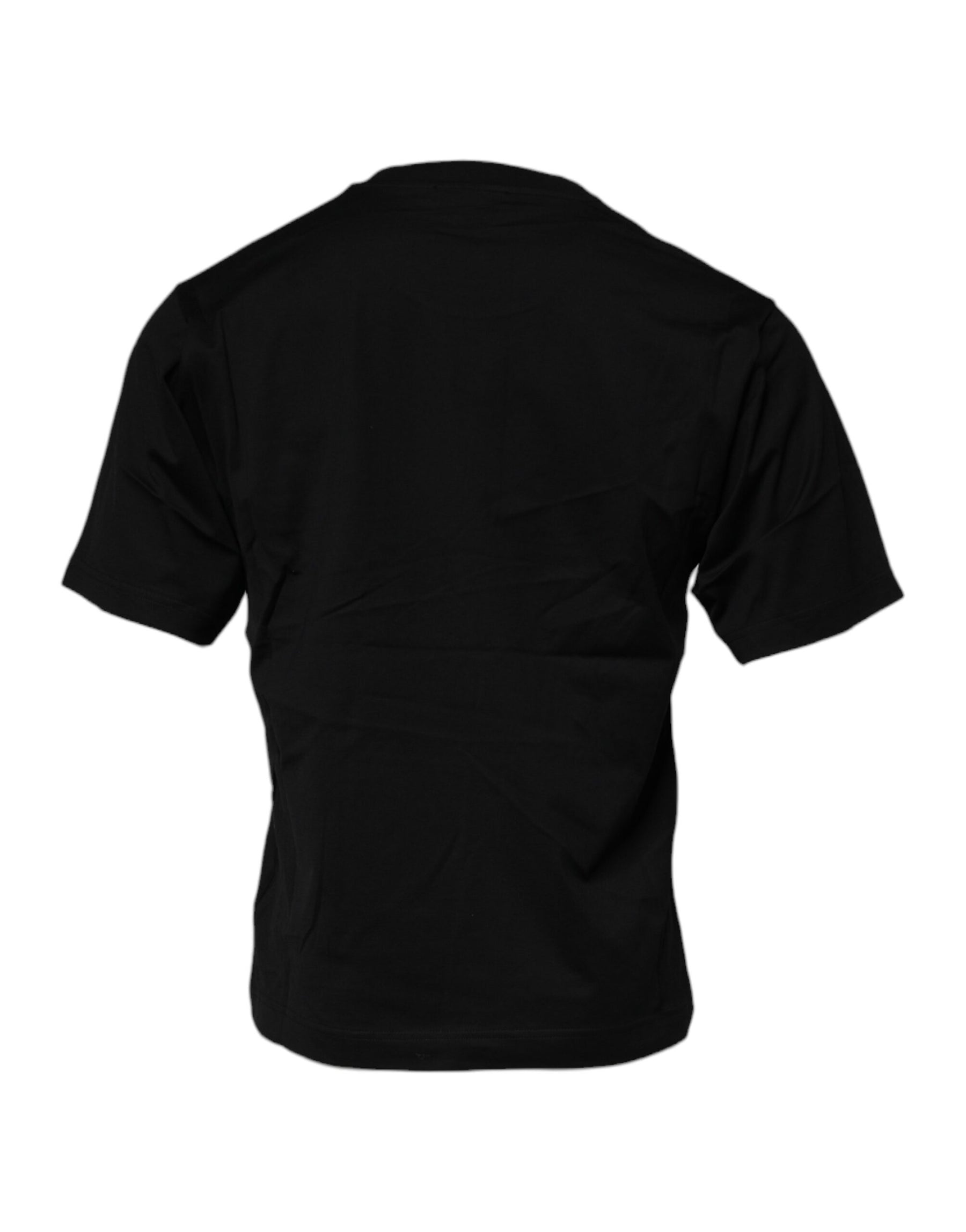 Dolce & Gabbana Black Logo Patch Cotton Crew Neck T-shirt | Regal Royce