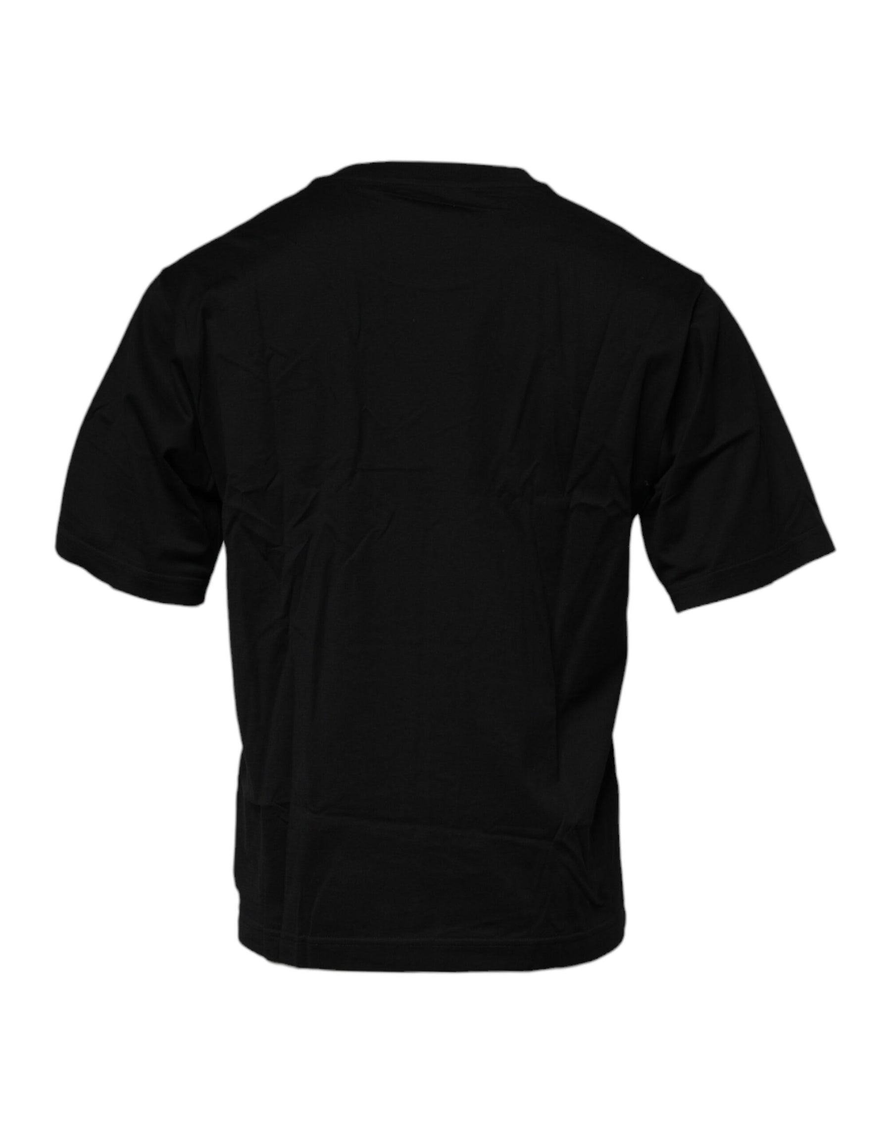 Dolce & Gabbana Black Logo Patch Cotton Crew Neck T-shirt | Regal Royce