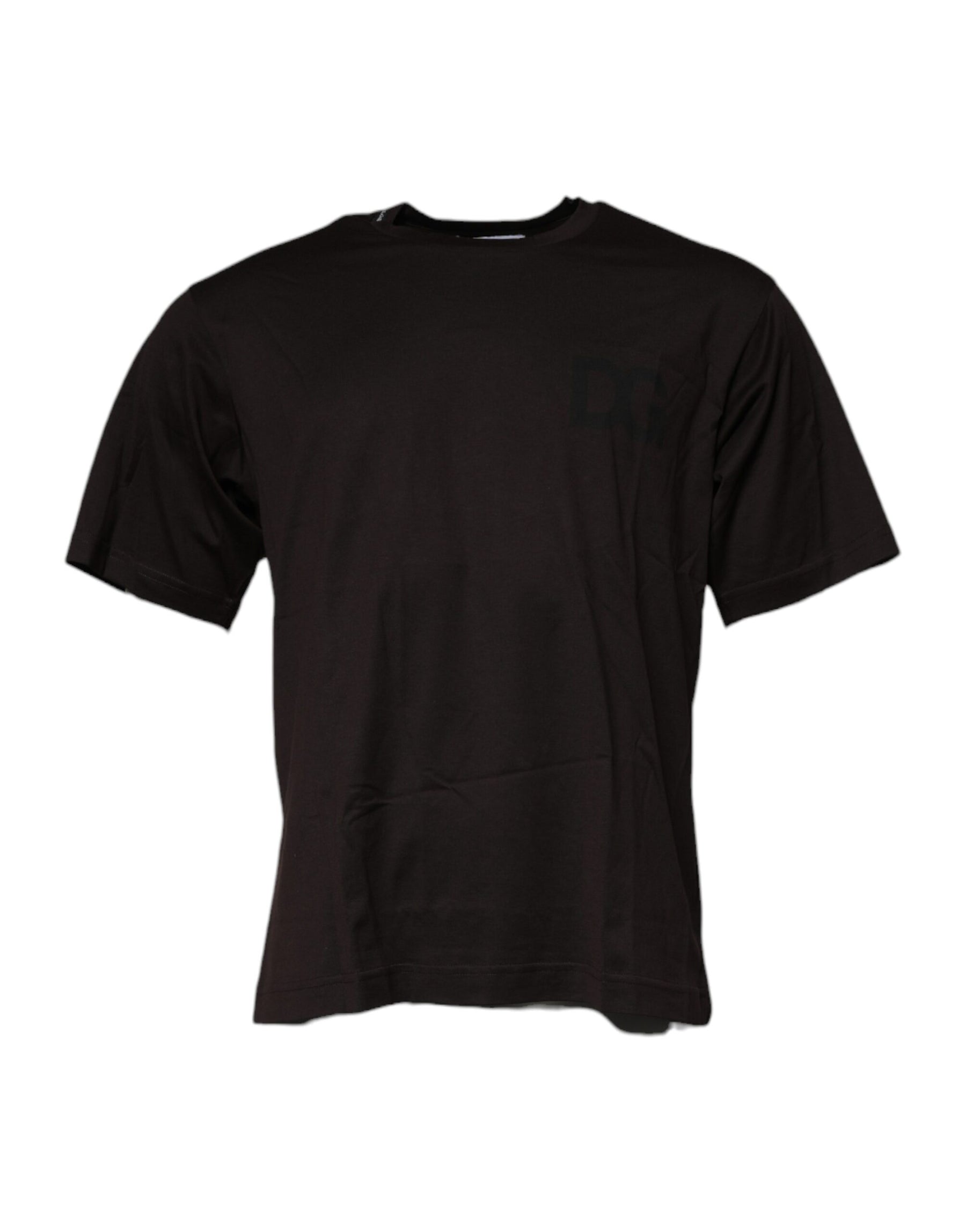 Dolce & Gabbana Dark Brown Logo Cotton Crew Neck T-shirt | Regal Royce