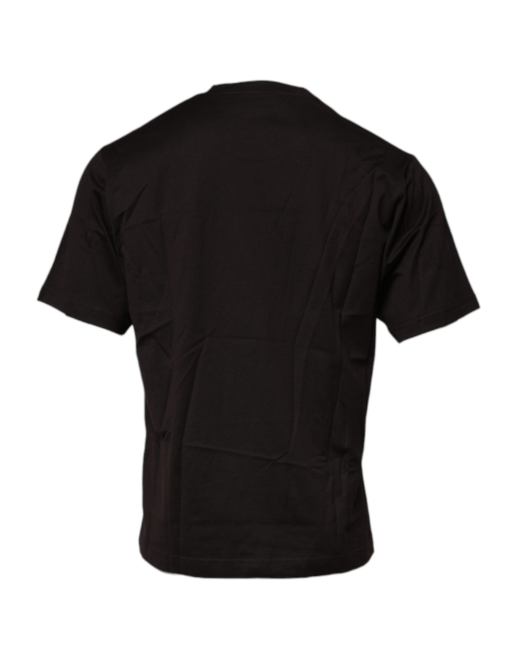 Dolce & Gabbana Dark Brown Logo Cotton Crew Neck T-shirt | Regal Royce