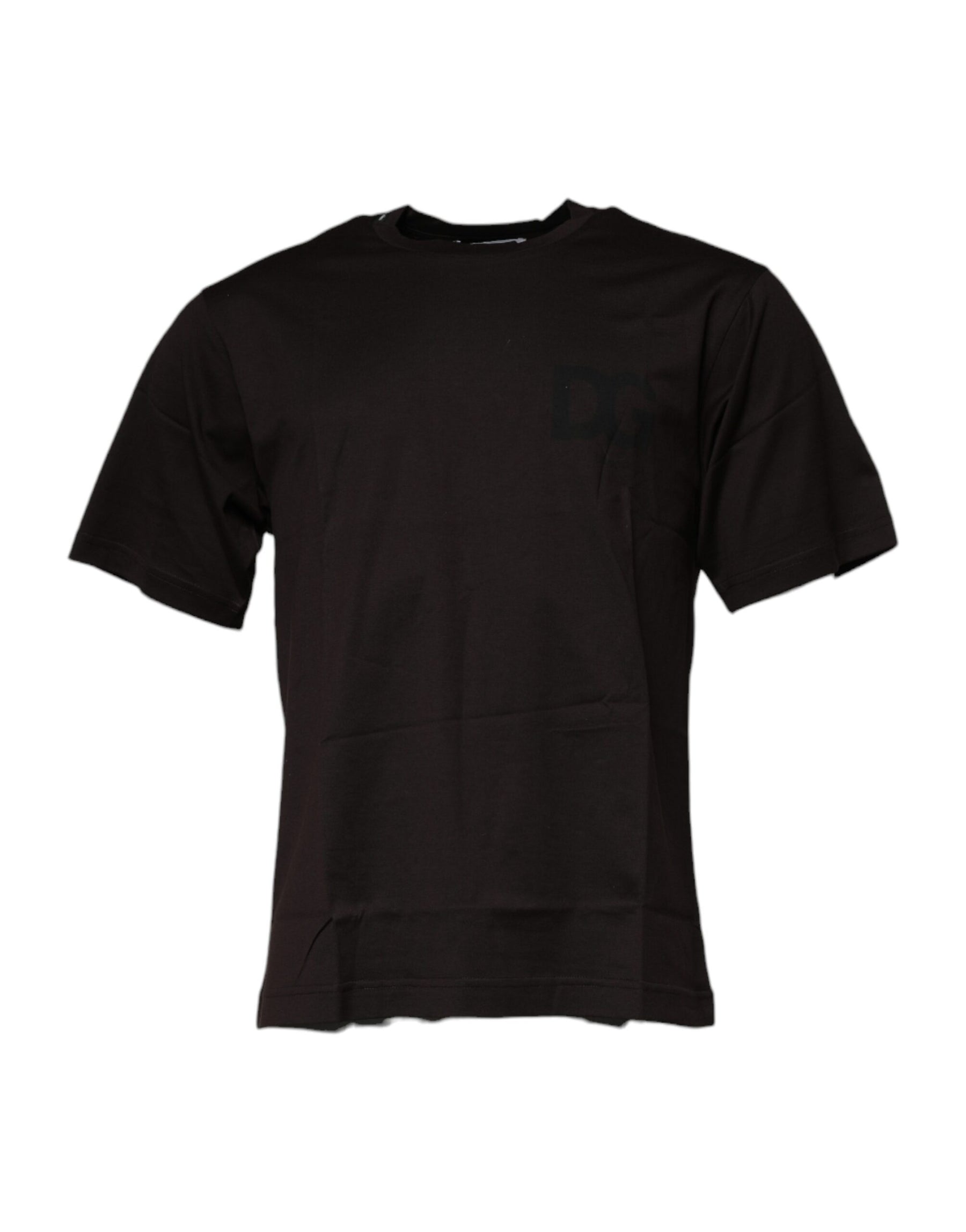Dolce & Gabbana Dark Brown Logo Cotton Crew Neck T-shirt | Regal Royce