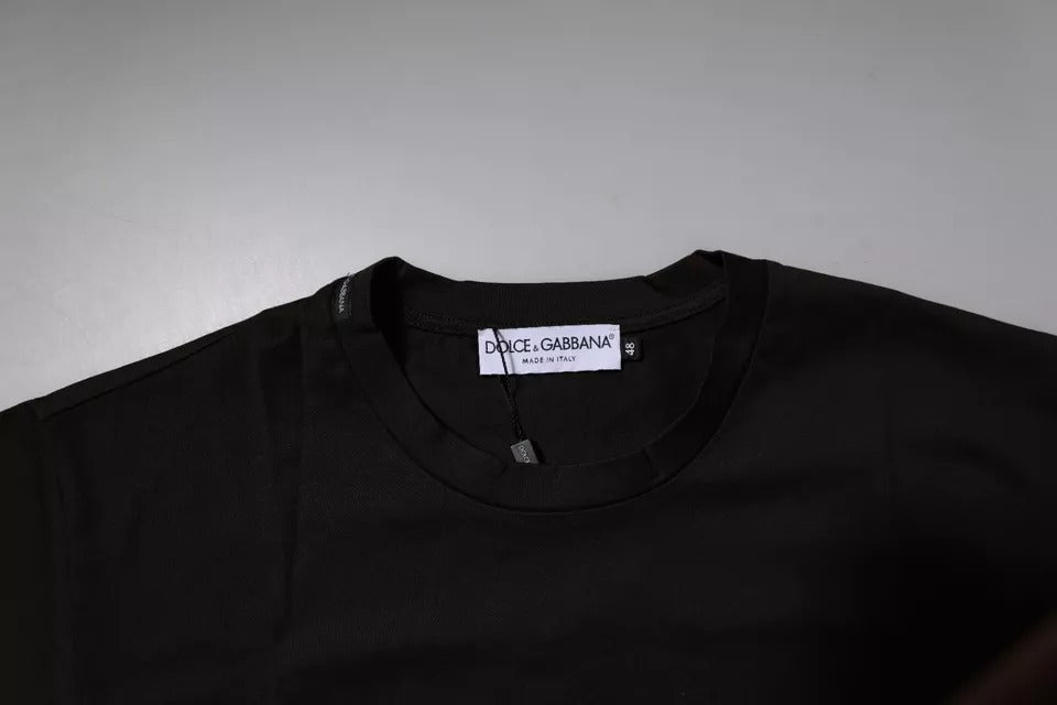 Dolce & Gabbana Dark Brown Logo Cotton Crew Neck T-shirt | Regal Royce