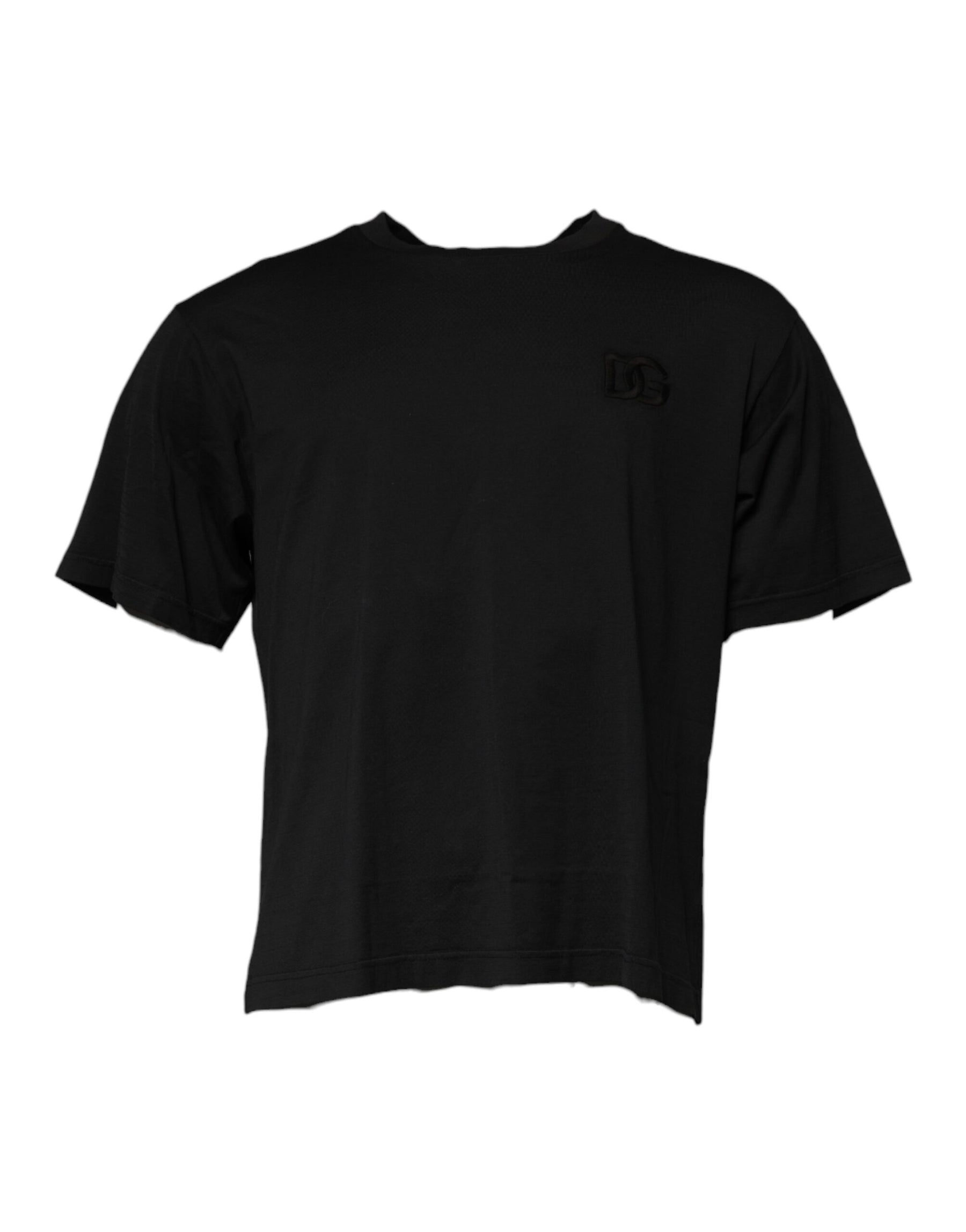 Dolce & Gabbana Black DG Logo Cotton Crew Neck T-shirt | Regal Royce