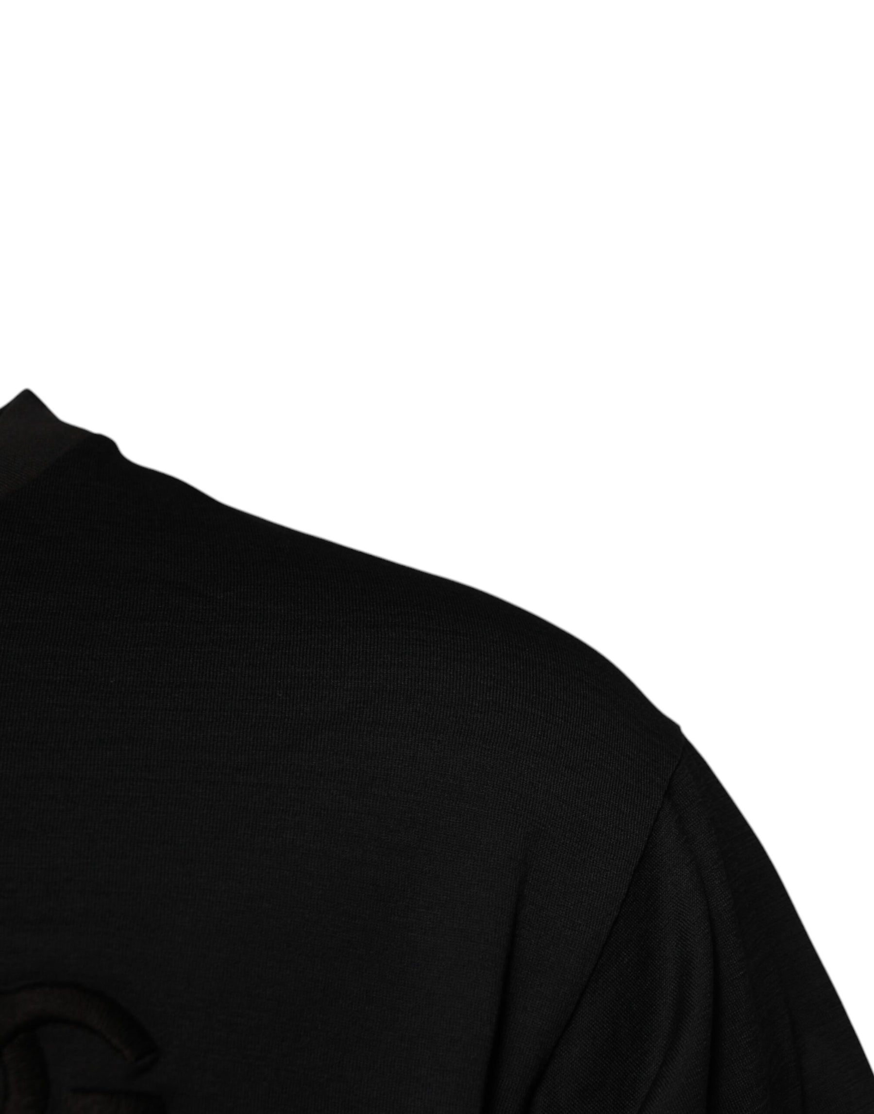 Dolce & Gabbana Black DG Logo Cotton Crew Neck T-shirt | Regal Royce