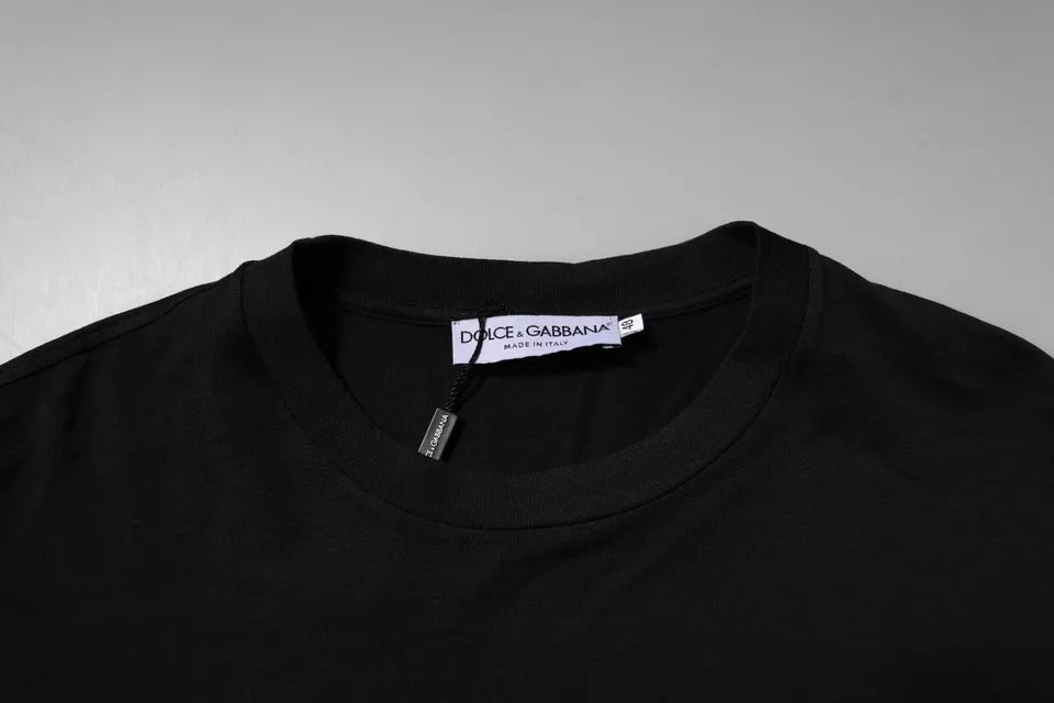 Dolce & Gabbana Black DG Logo Cotton Crew Neck T-shirt | Regal Royce