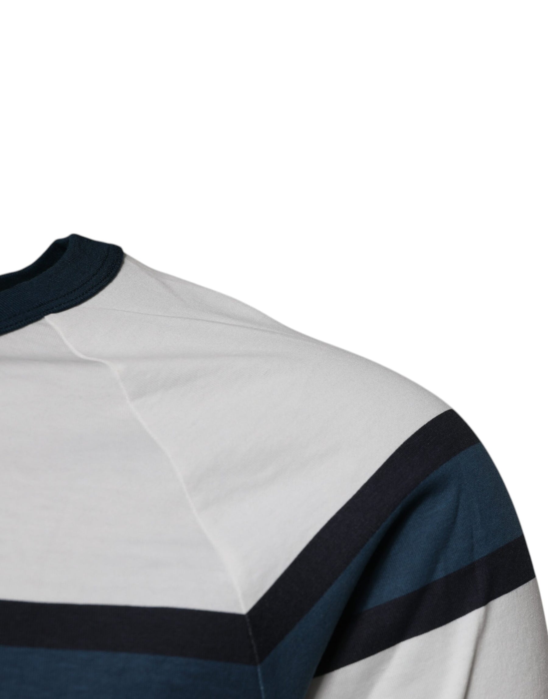 Dolce & Gabbana White Logo Print Cotton Men Crew Neck T-shirt | Regal Royce