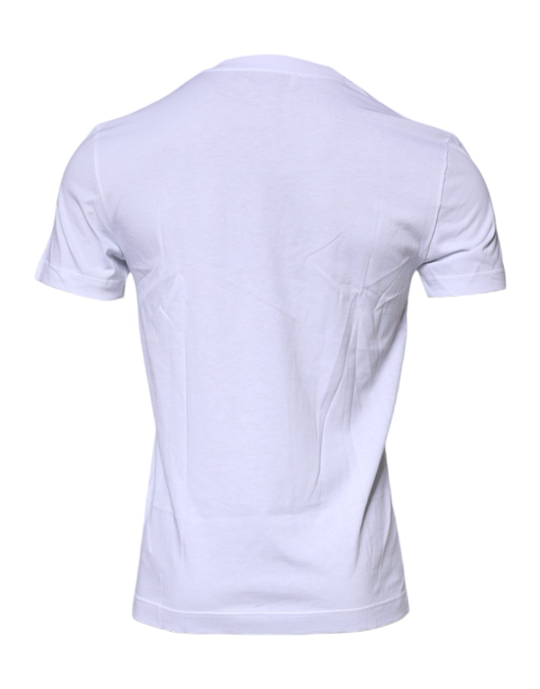 Dolce & Gabbana White Logo Plaque Cotton Crew Neck T-shirt | Regal Royce