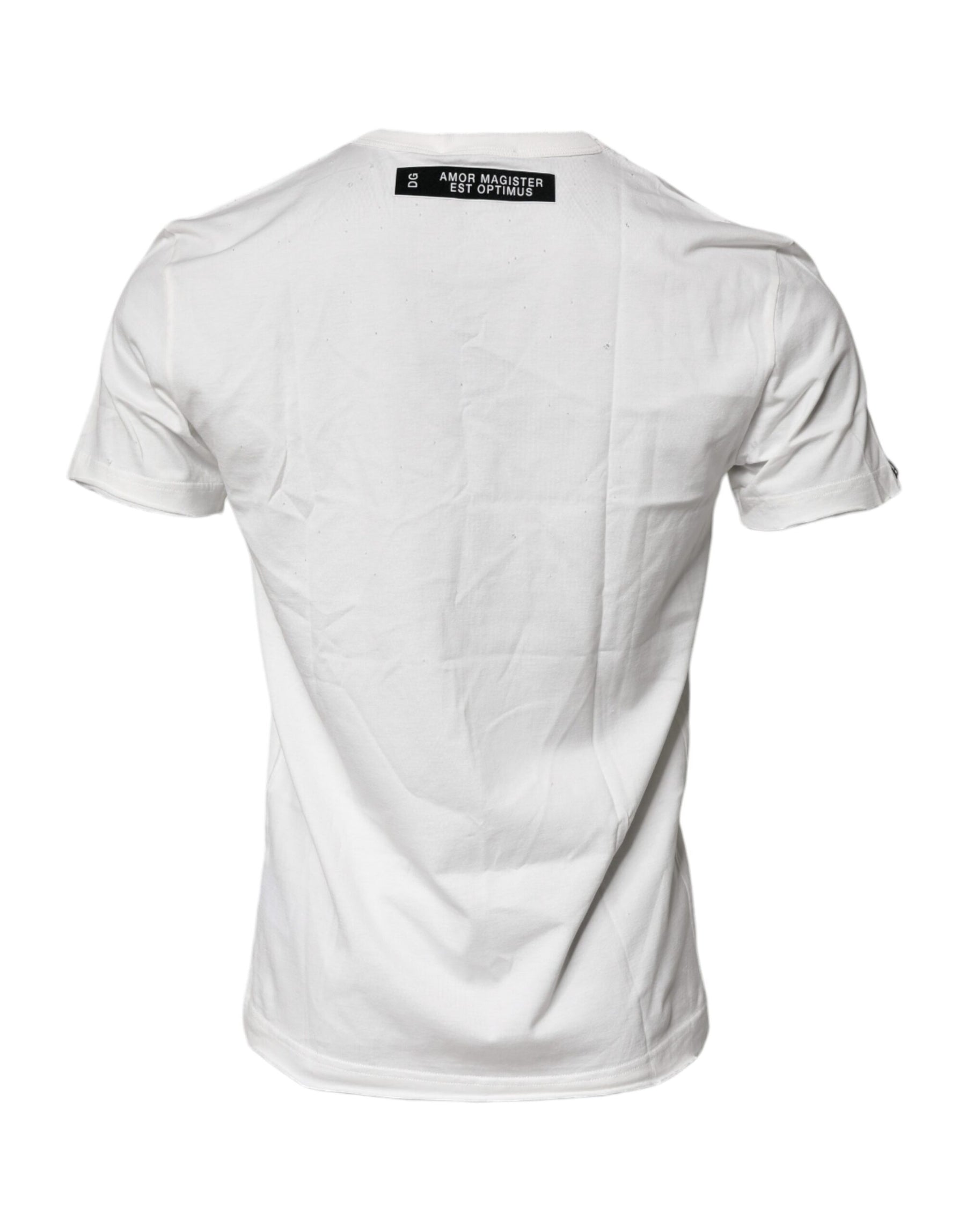 Dolce & Gabbana White Graphic Print Cotton Crew Neck T-shirt | Regal Royce