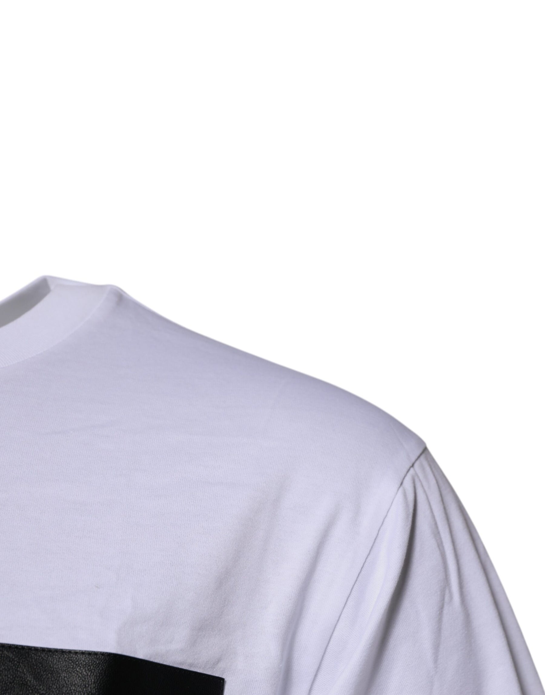 Dolce & Gabbana White Logo Patch Cotton Crew Neck T-shirt | Regal Royce