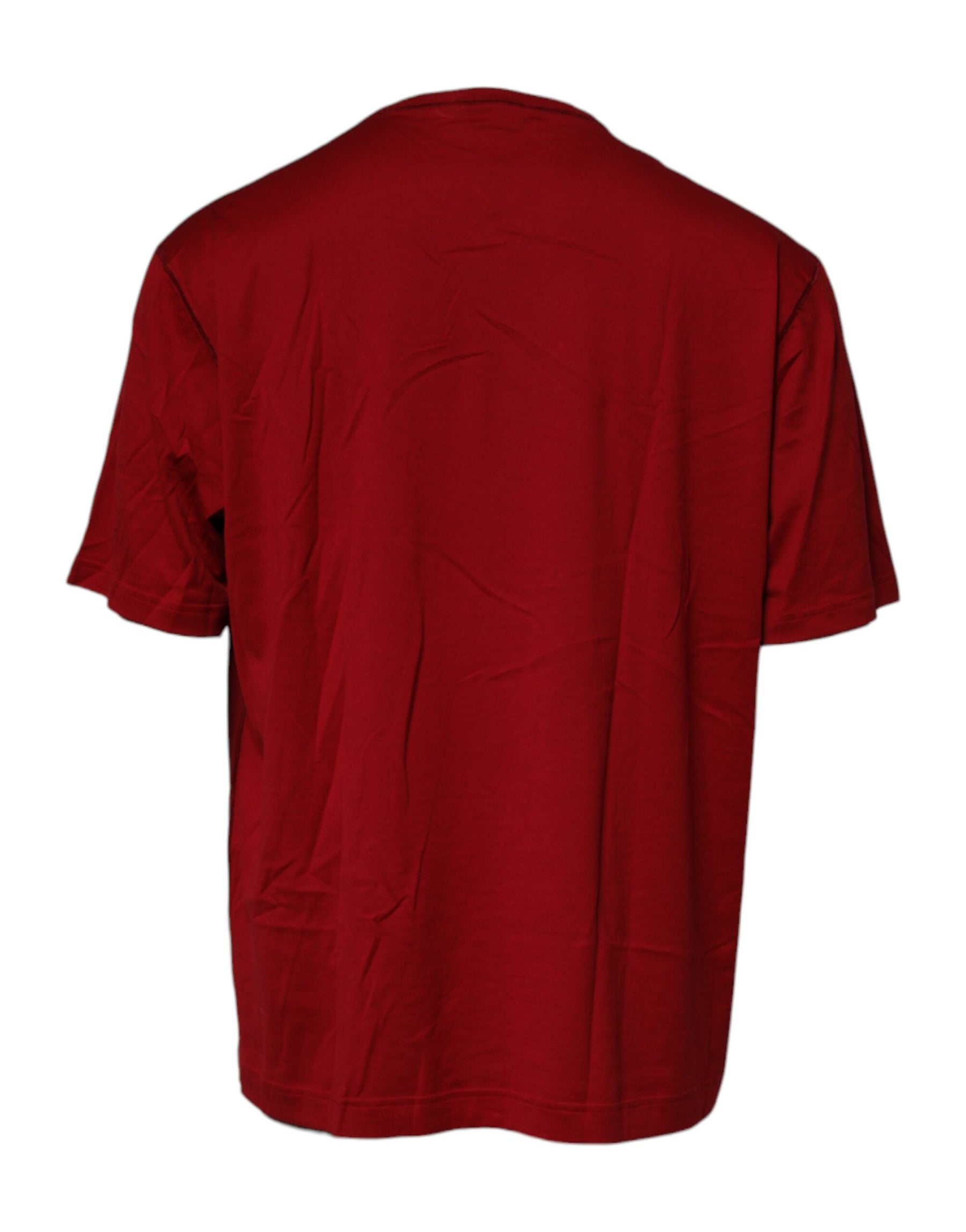 Dolce & Gabbana Red Logo Tape Cotton Crew Neck T-shirt | Regal Royce