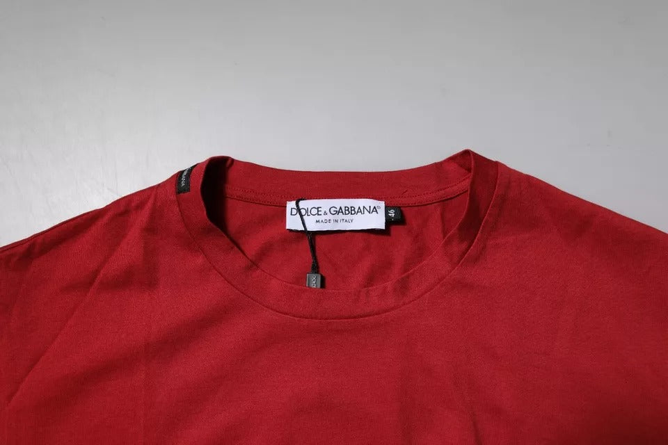 Dolce & Gabbana Red DG Logo Cotton Crew Neck T-shirt | Regal Royce