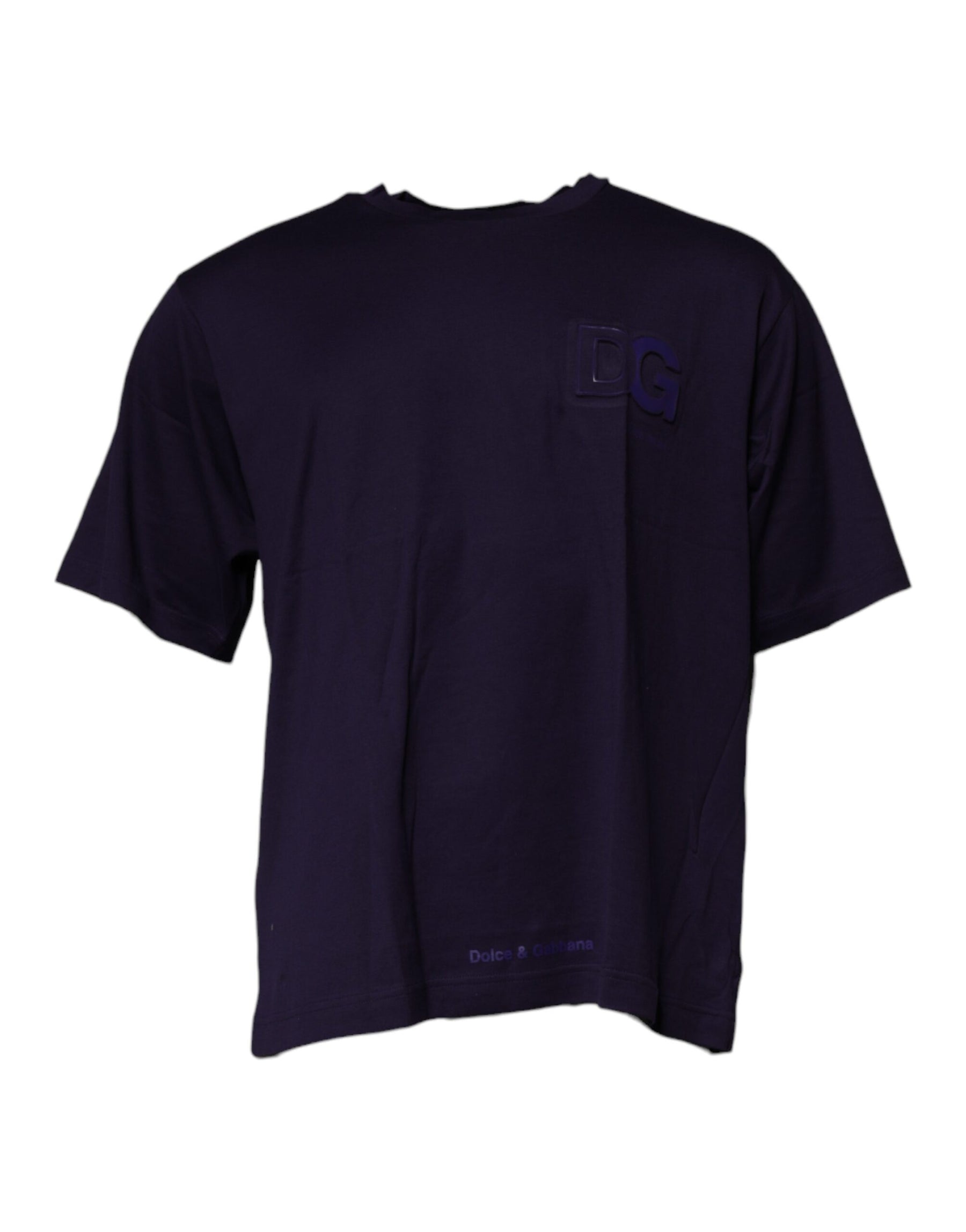 Dolce & Gabbana Navy Blue DG Logo Cotton Crew Neck T-shirt | Regal Royce